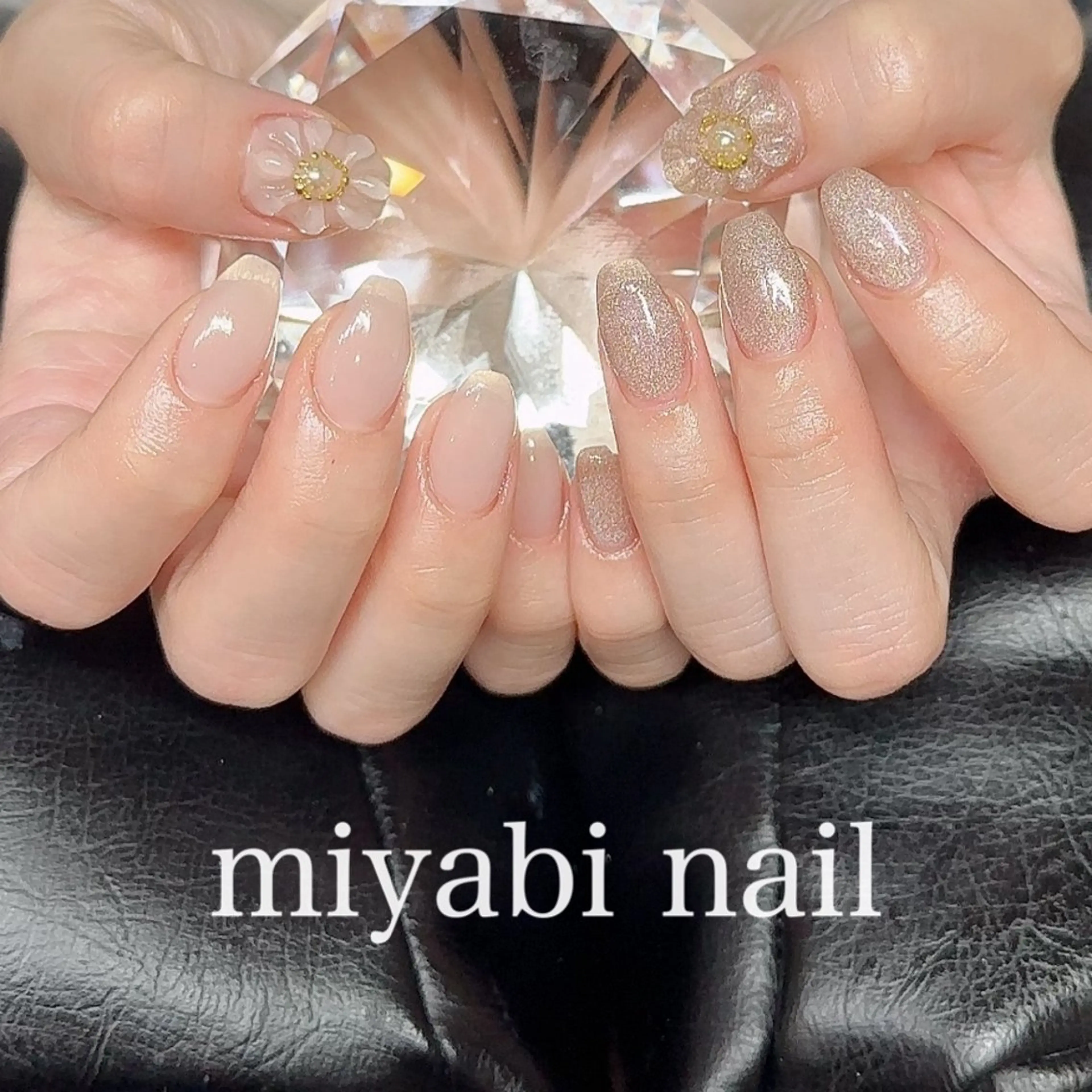 ネイル フラワーネイル マグネットネイル 持ち込み ぷっくりネイル 春ネイル miyabi nail 桂川駅近くのネイルデザイン