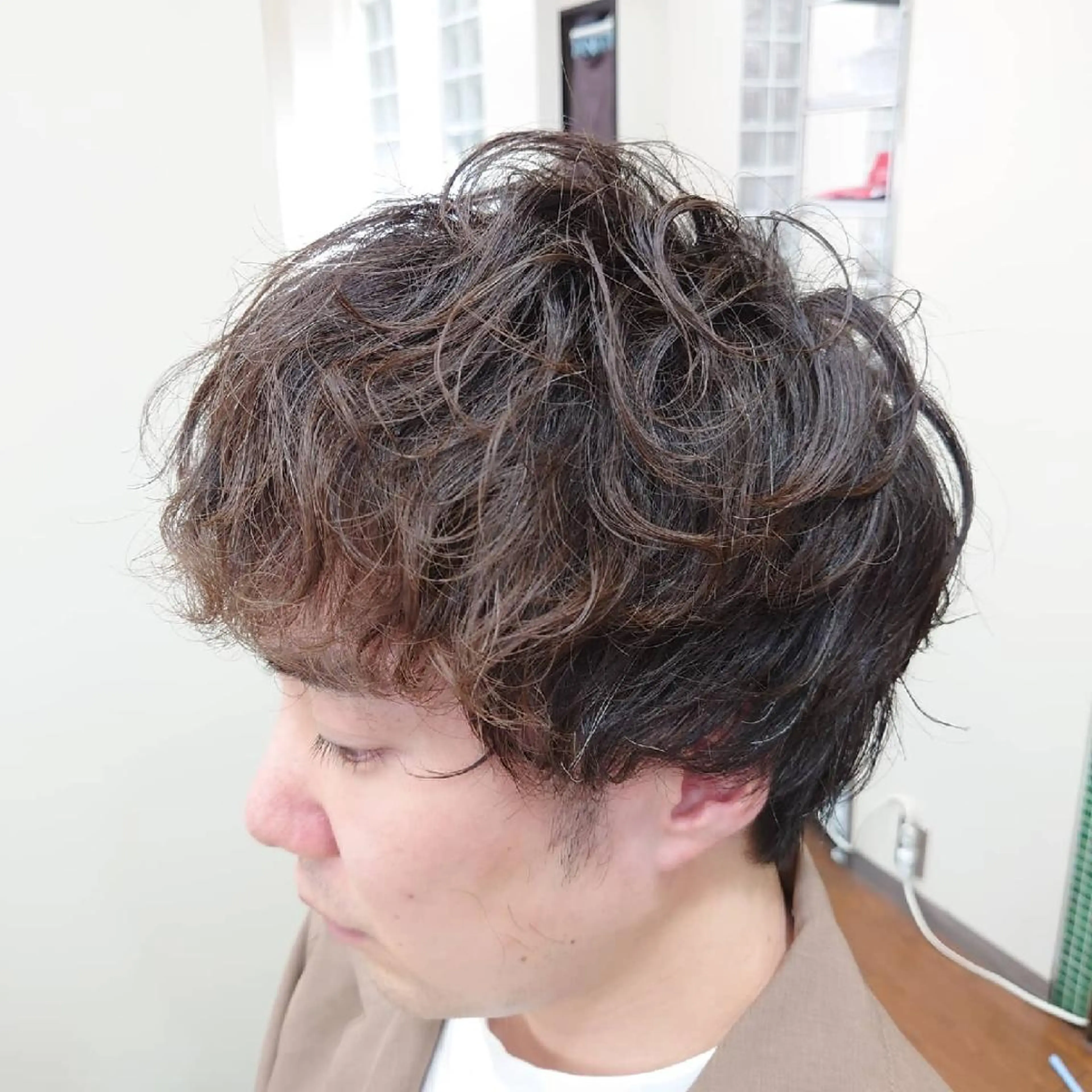 ミディアム パーマ ミディアムパーマ カット パーマ BARBER/ 髪質改善/南慎也のヘアスタイル
