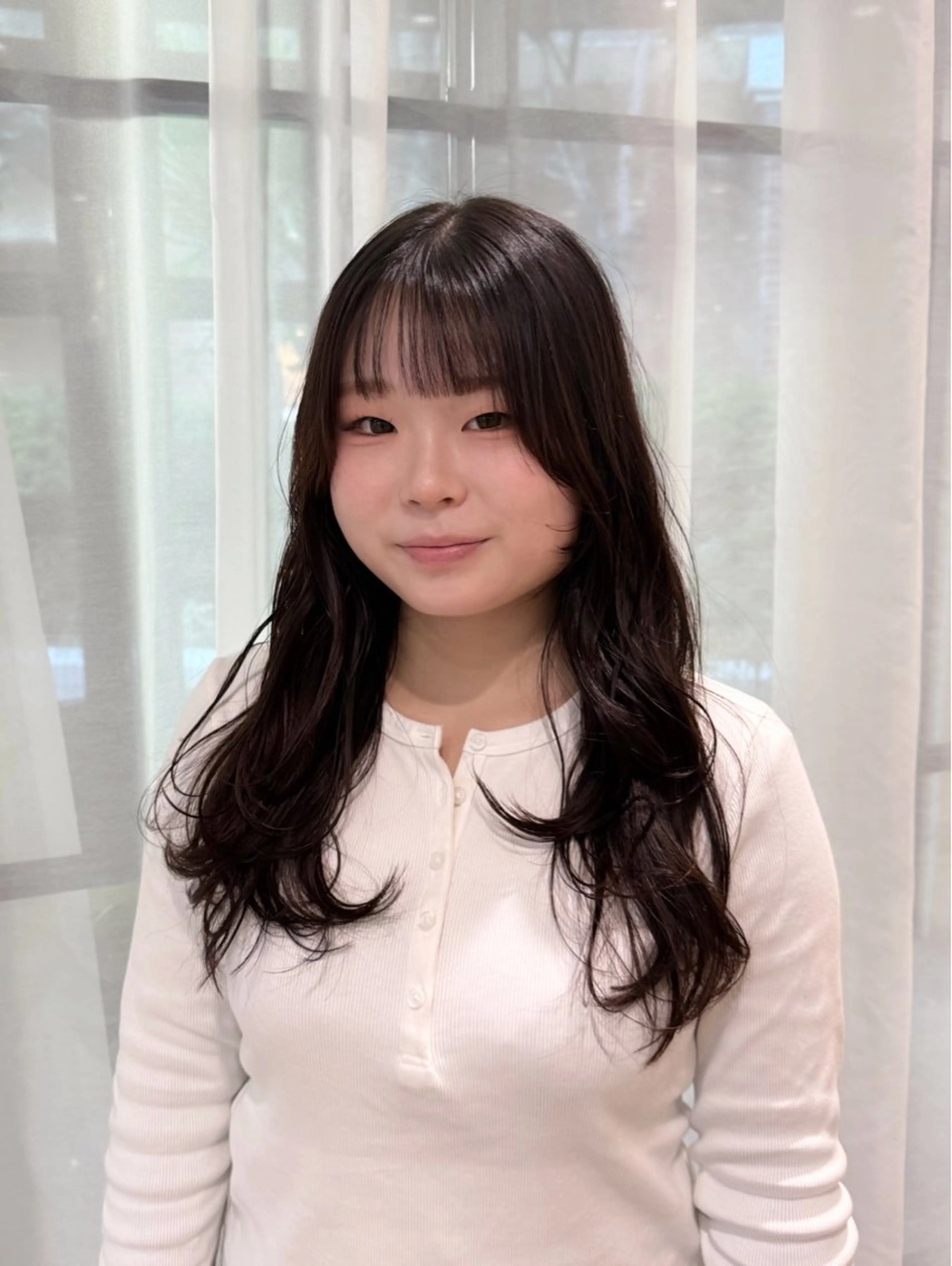 セミロング カラー ブラウンカラー 顔まわりレイヤー 顔周りカット レイヤーカット カット nana/ボブ/ レイヤー/梅田のヘアスタイル