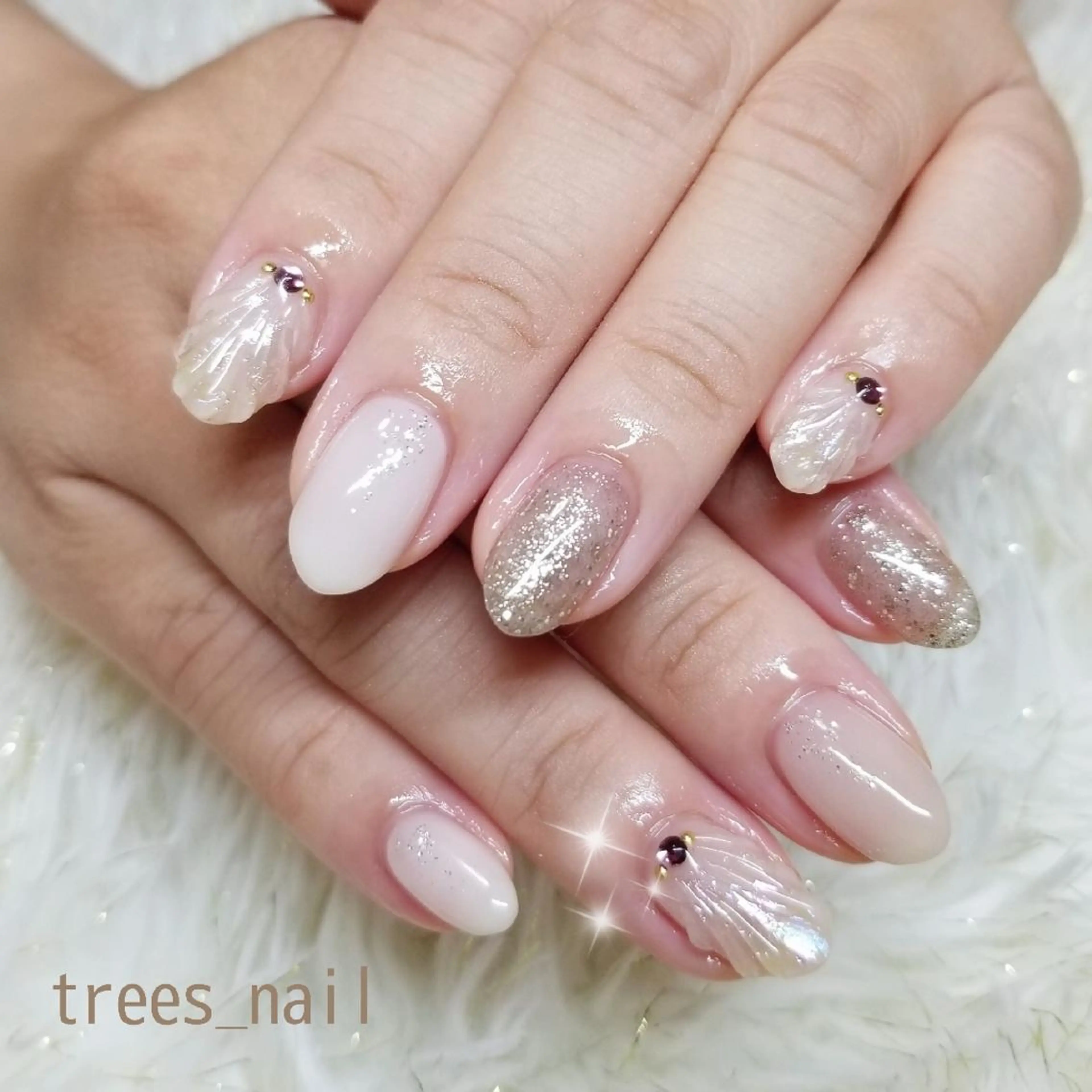 ネイル ジェルネイル パラジェル 夏ネイル ハンドネイル フットネイル trees_ nailのネイルデザイン