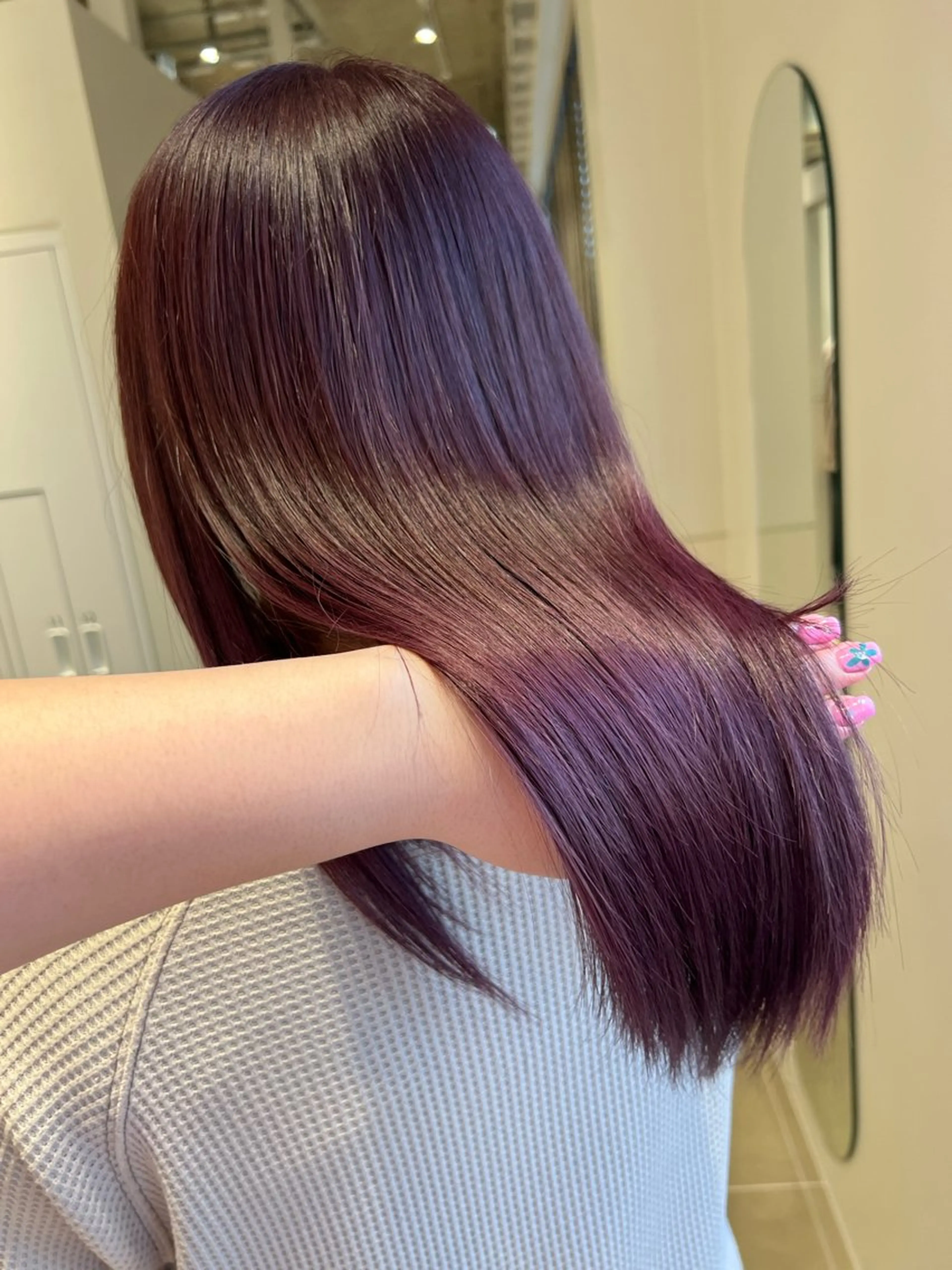 セミロング カラー ブラウンカラー ピンクカラー ピンクブラウン オタク特化美容師💟 チバコナツのヘアスタイル