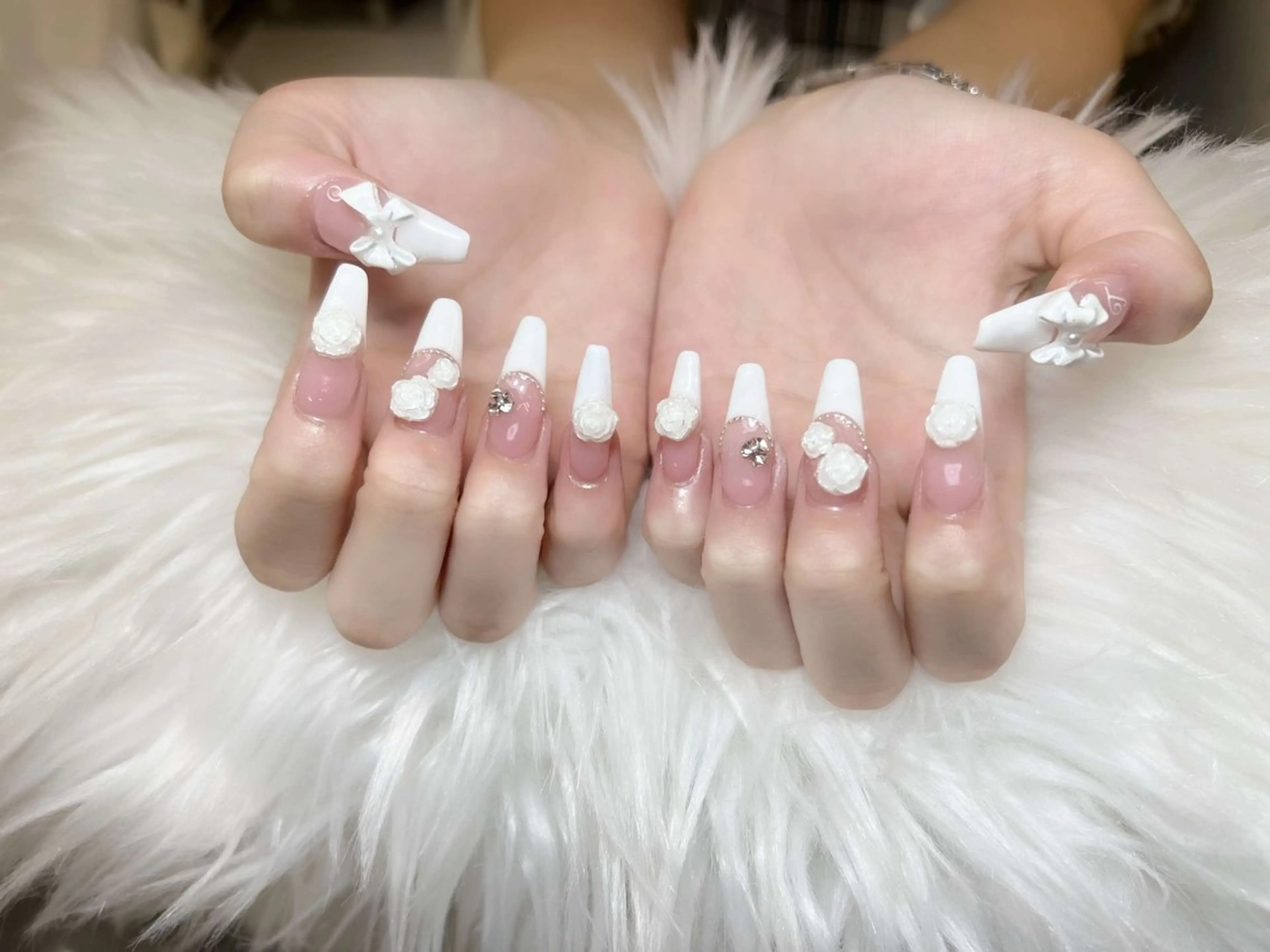 ネイル チークネイル 長さ出し フラッシュネイル フレンチネイル グラデーション ハンドネイル AN NAIL SALONのネイルデザイン