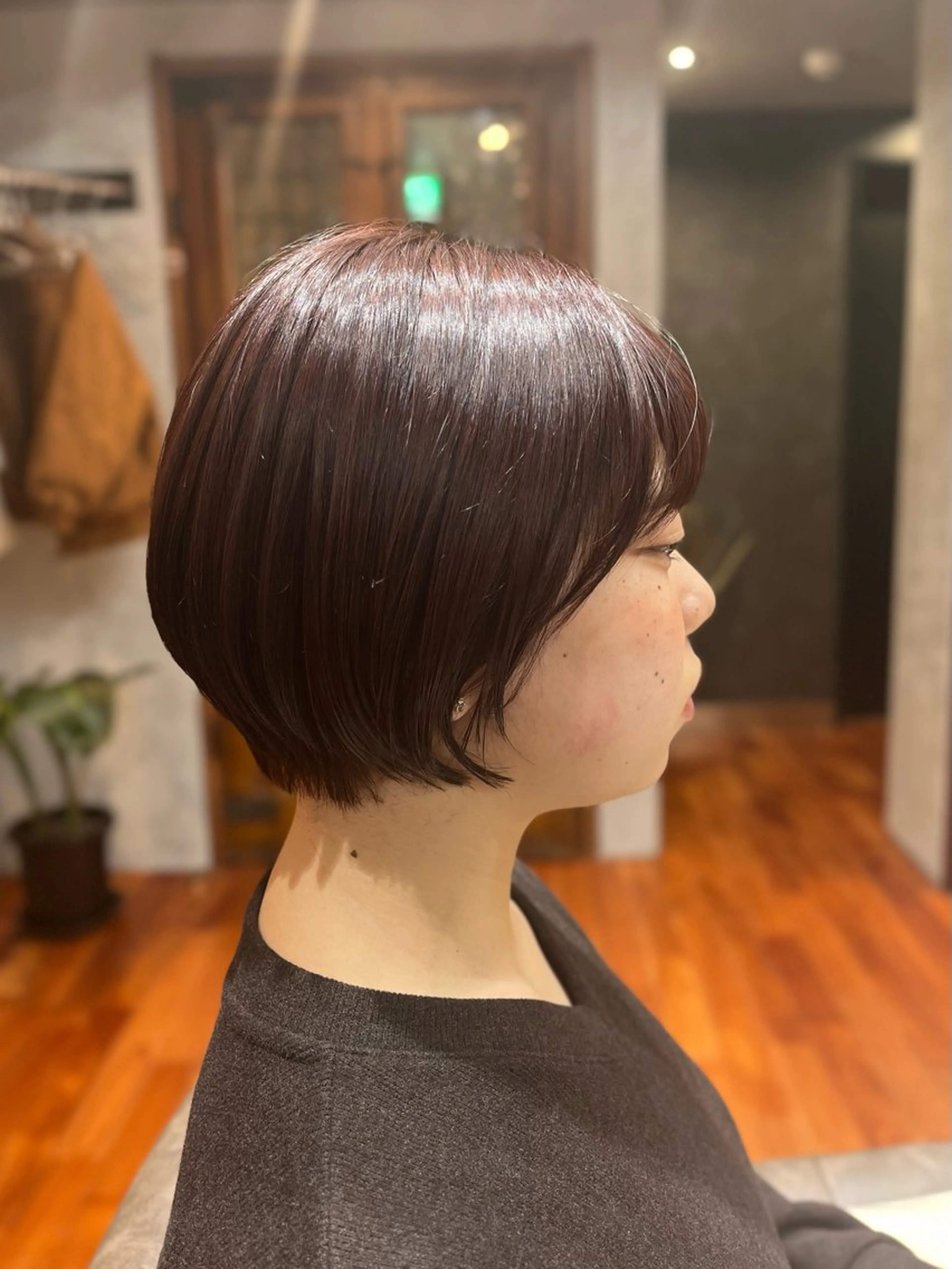 ショート 丸みショート レッドブラウン ショートヘア カット ヘアカラー トリートメント 木村 ときわのヘアスタイル