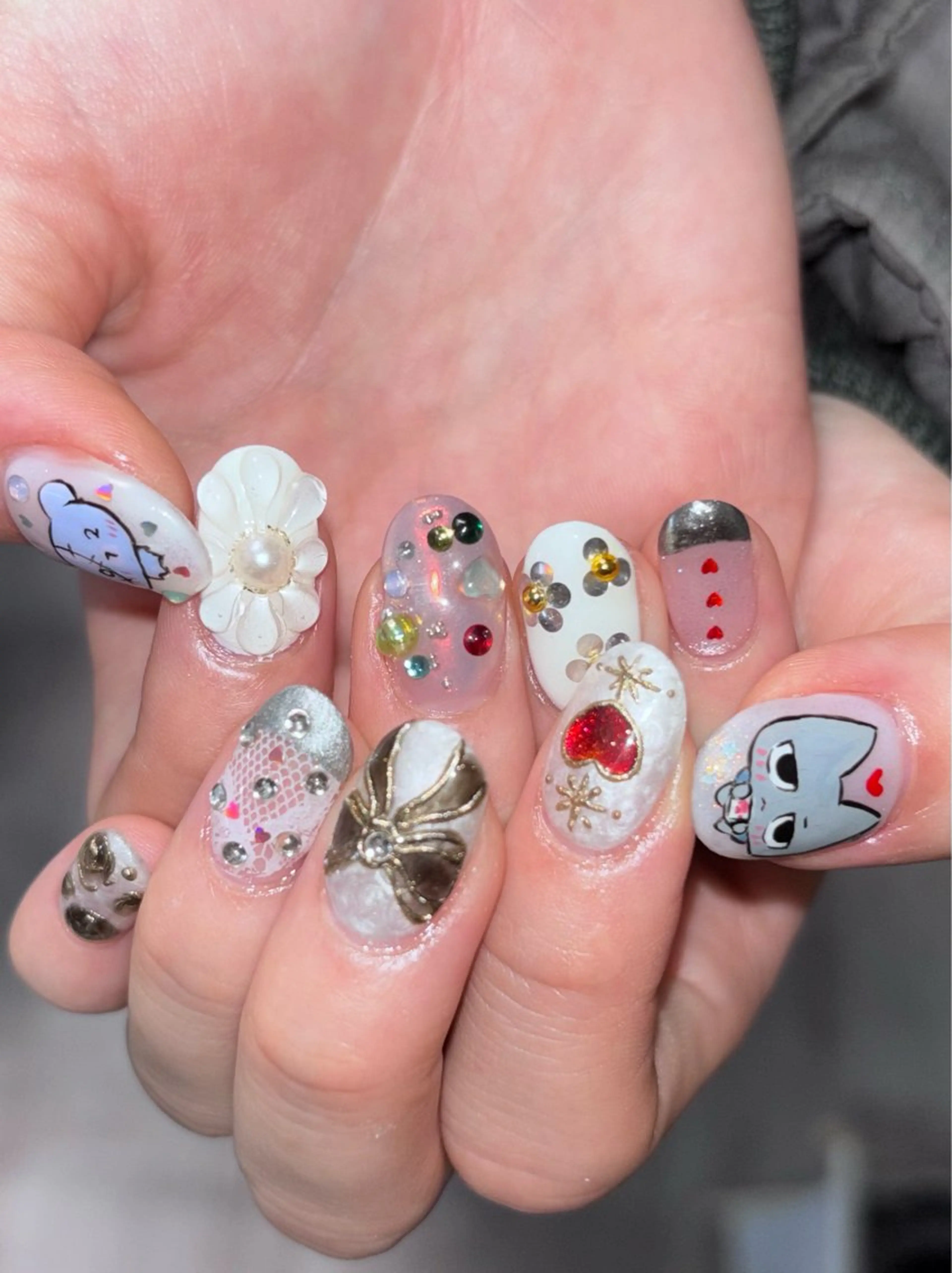 ネイル ガーリー 銀河屋 の猫のネイルデザイン