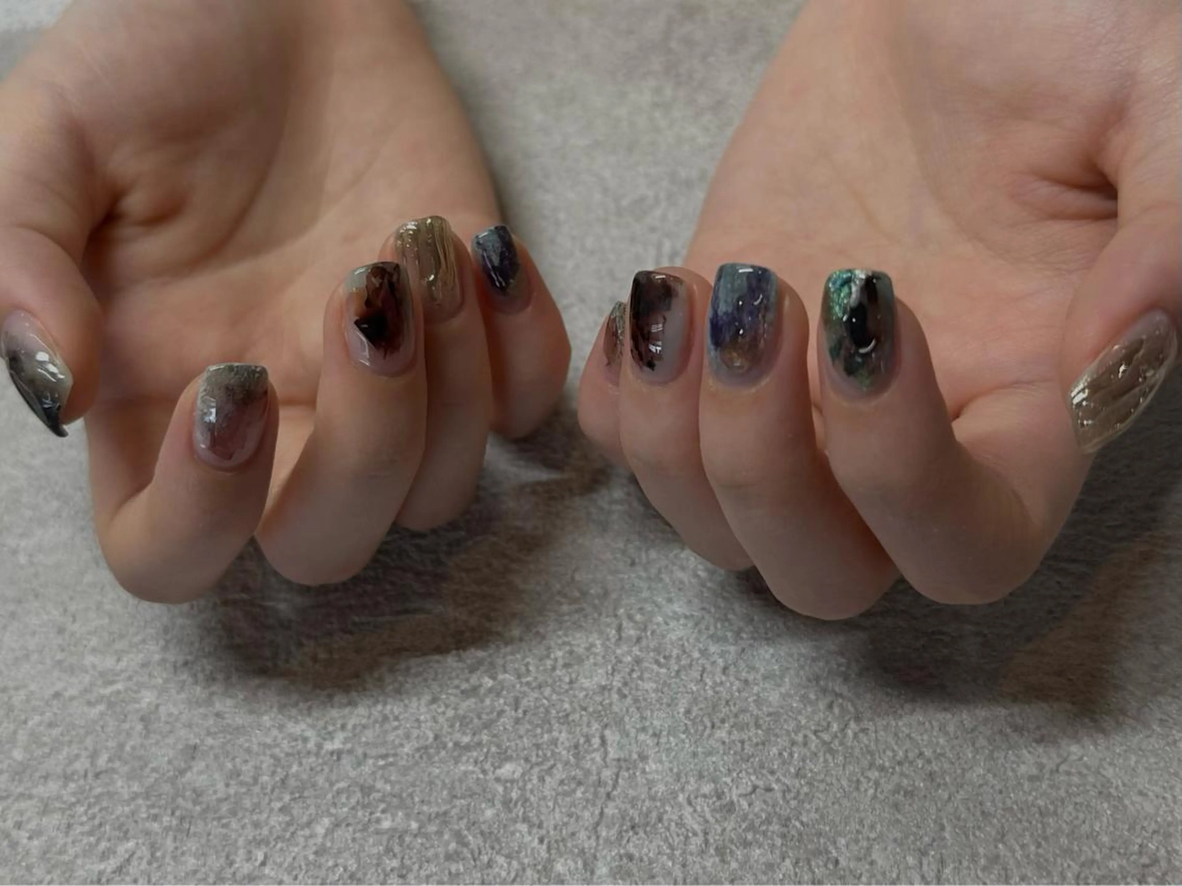 ネイル アートネイル キラキラネイル マグネットネイル ミラーネイル 持ち込み ハンドネイル 小河 仁美のネイルデザイン