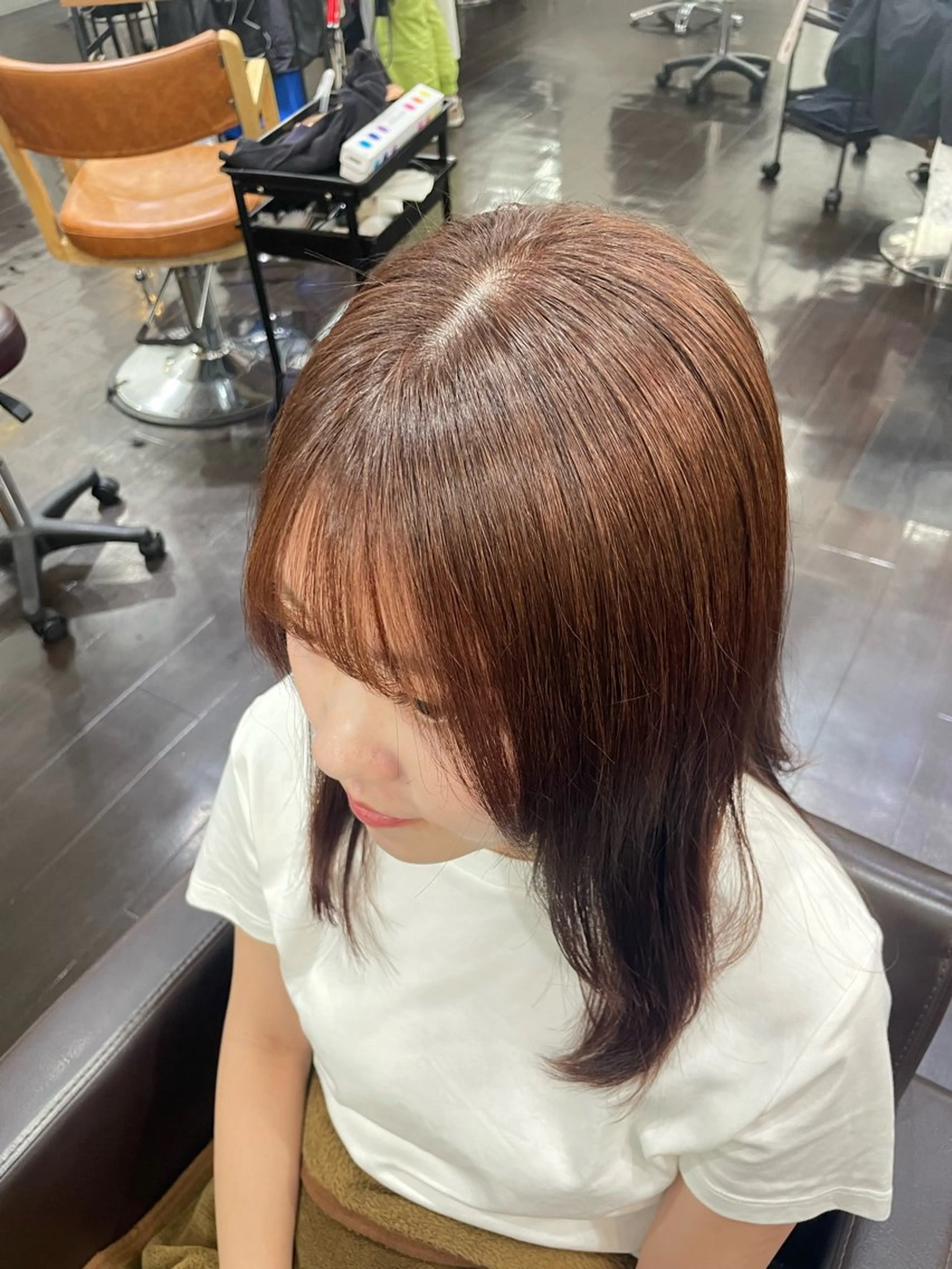 セミロング カラー ブラウンカラー ピンクカラー ピンクブラウン 暖色カラー/ メンズ/名駅/ユキハのヘアスタイル