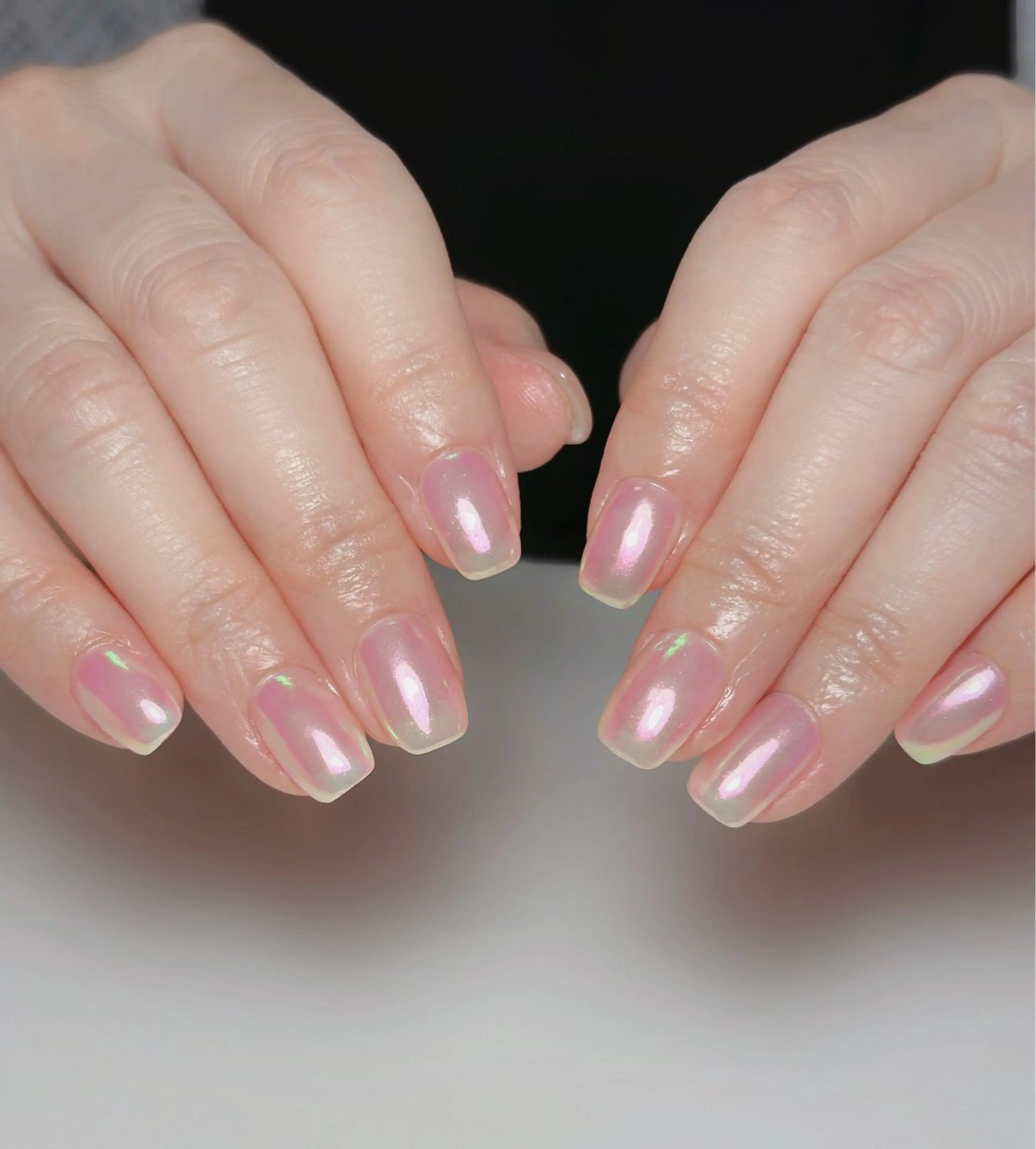 ネイル オーロラネイル 長さ出し フットネイル 韓国ネイル ラメ(グリッター) ハンドネイル 👍thumbs up nail👍のネイルデザイン