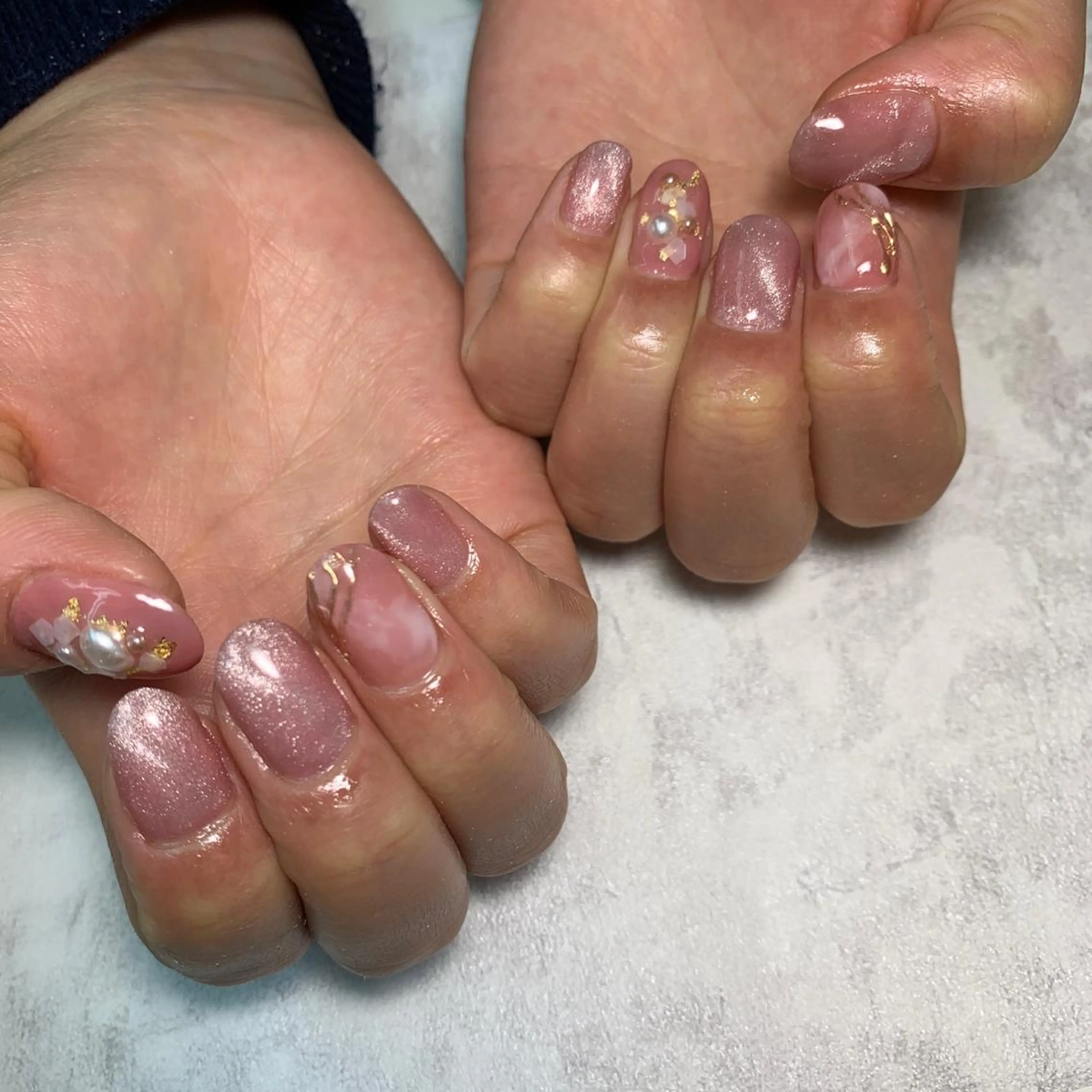 ネイル マグネットネイル ニュアンスネイル 春ネイル Li aile eye&nailのネイルデザイン