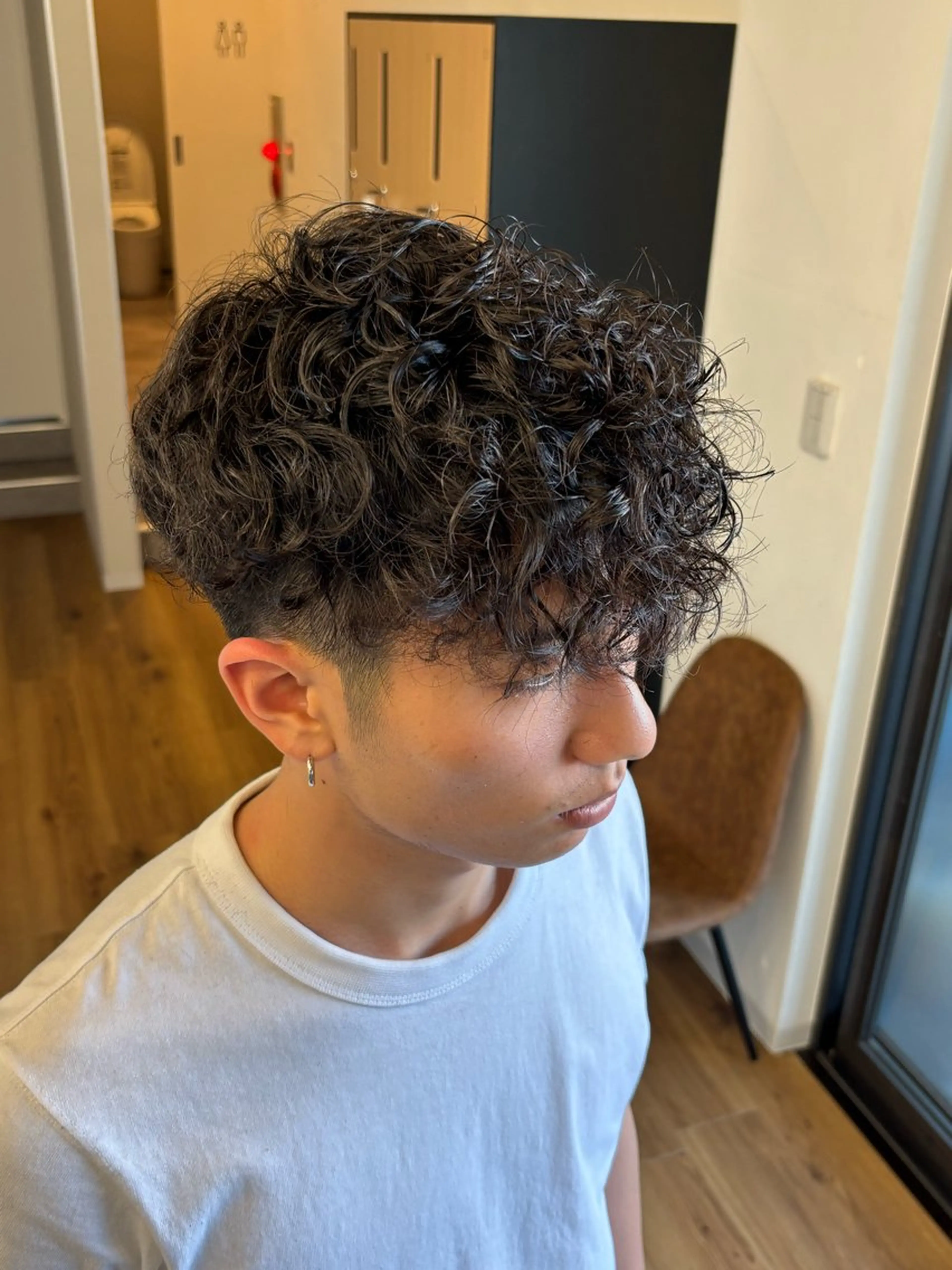 メンズ メンズパーマ カット パーマ ボブ／ハイトーン /岡山駅前/上野陸のヘアスタイル