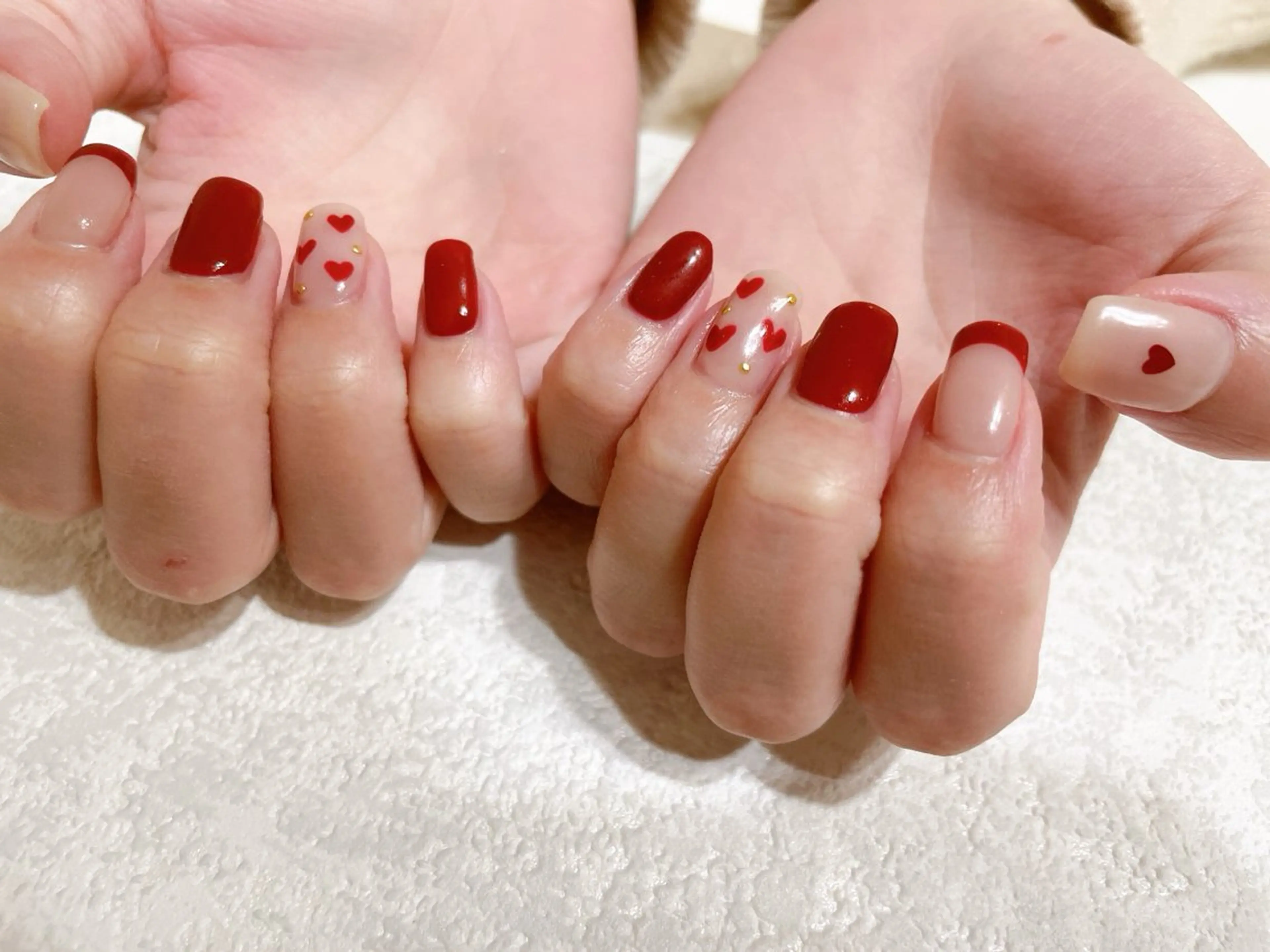 ネイル ジェルネイル 韓国ネイル パラジェル バレンタイン 冬ネイル kikinail 溝の口のネイルデザイン