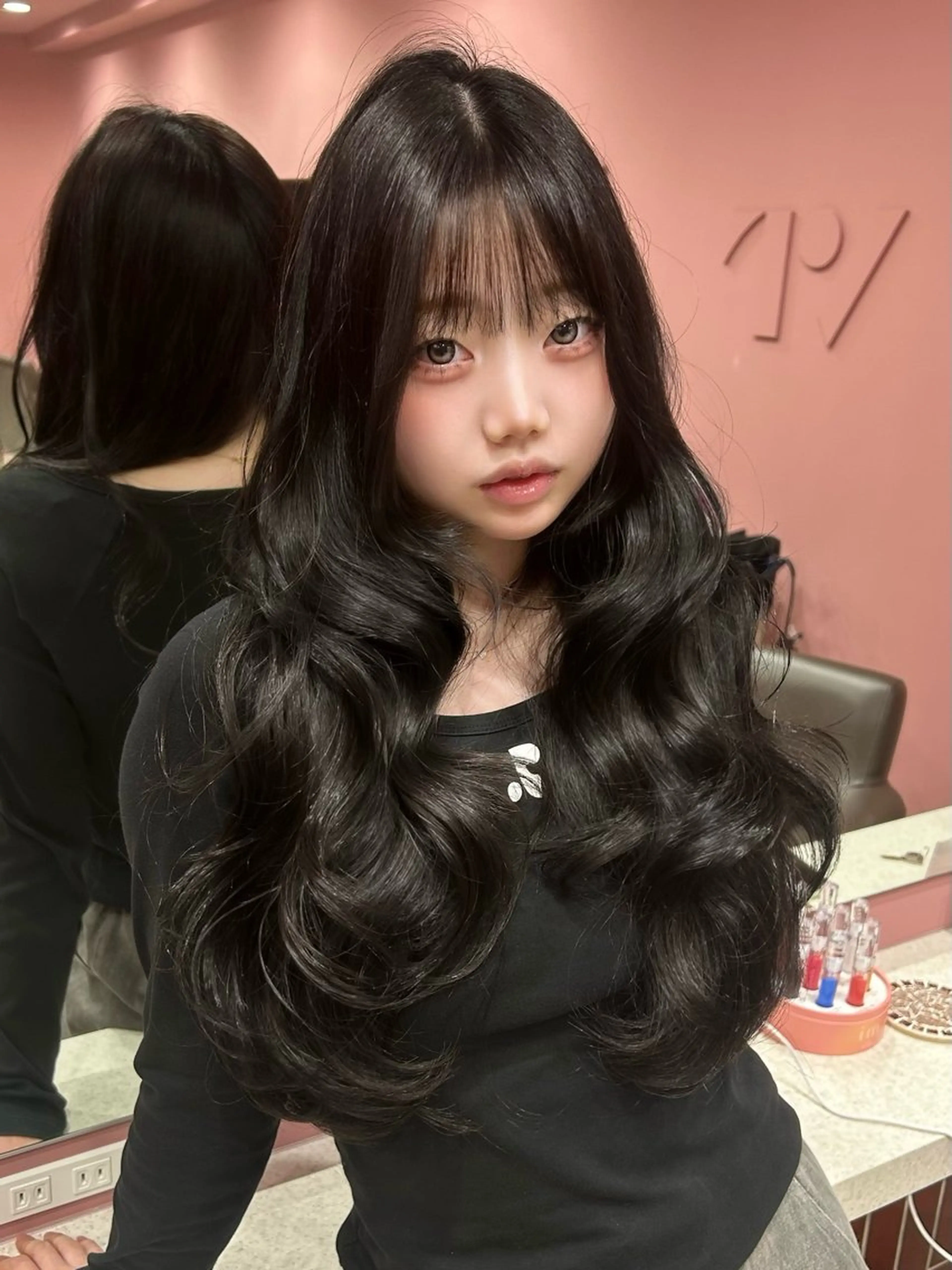 ロング カラー 黒髪 ブルーカラー ケアカラー ラベンダーカラー 小顔カット カット ヘアカラー トリートメント 原宿／ワンホンヘア SAAYA🖤のヘアスタイル