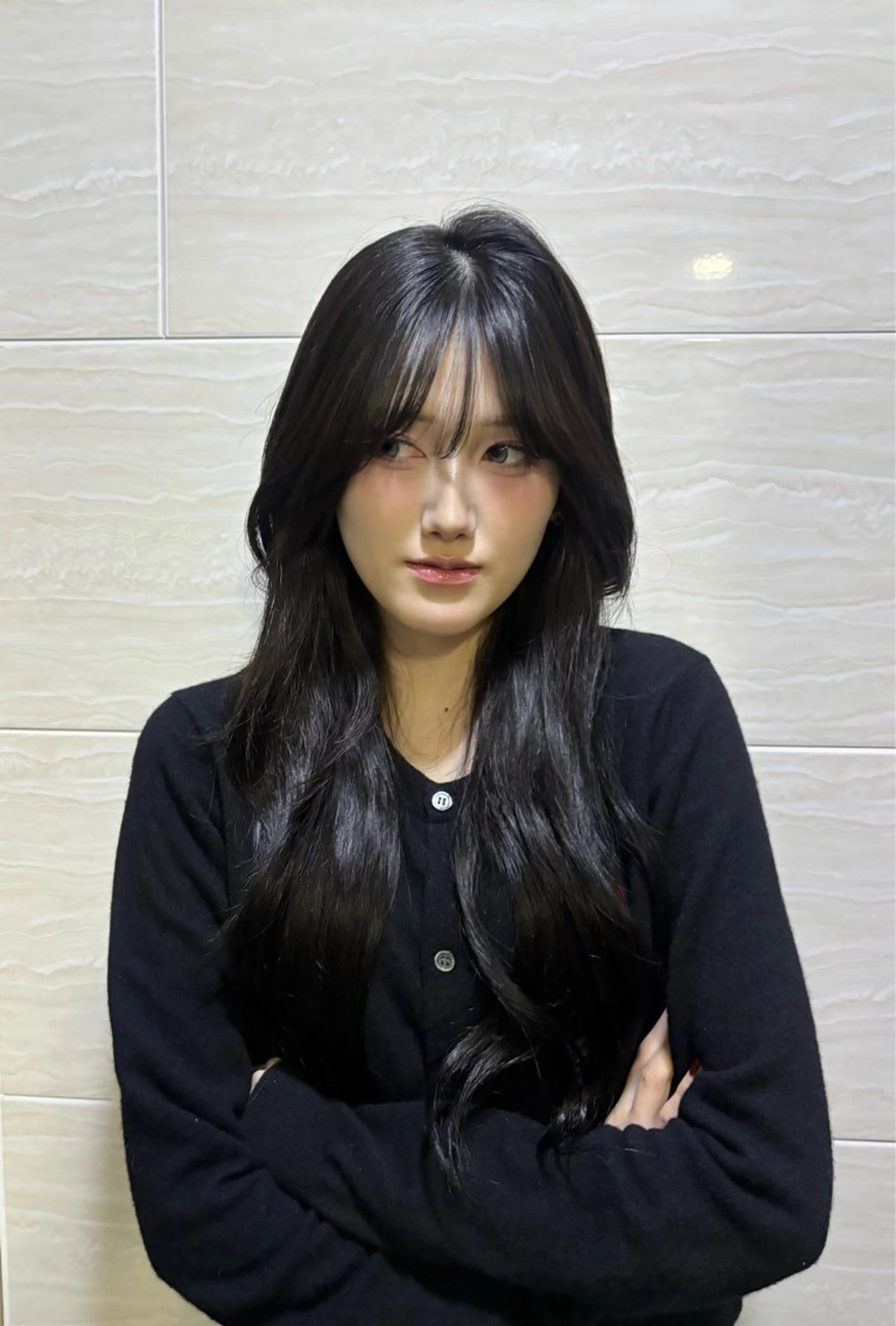 ロング 顔周りカット 韓国風ヘア sweep天神 Mizukiのヘアスタイル