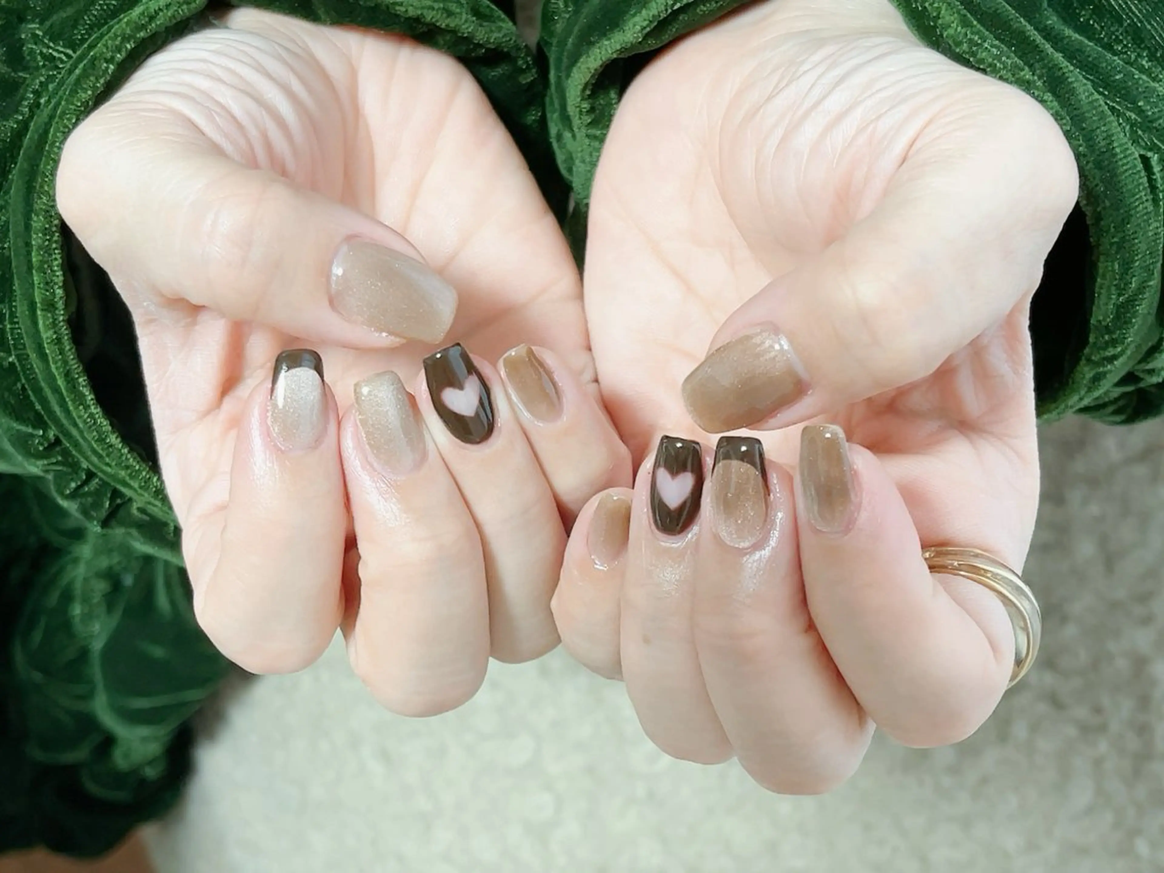 ネイル ジェルネイル ハート 韓国ネイル マグネットネイル メンズネイル kiki nail たまプラーザのネイルデザイン