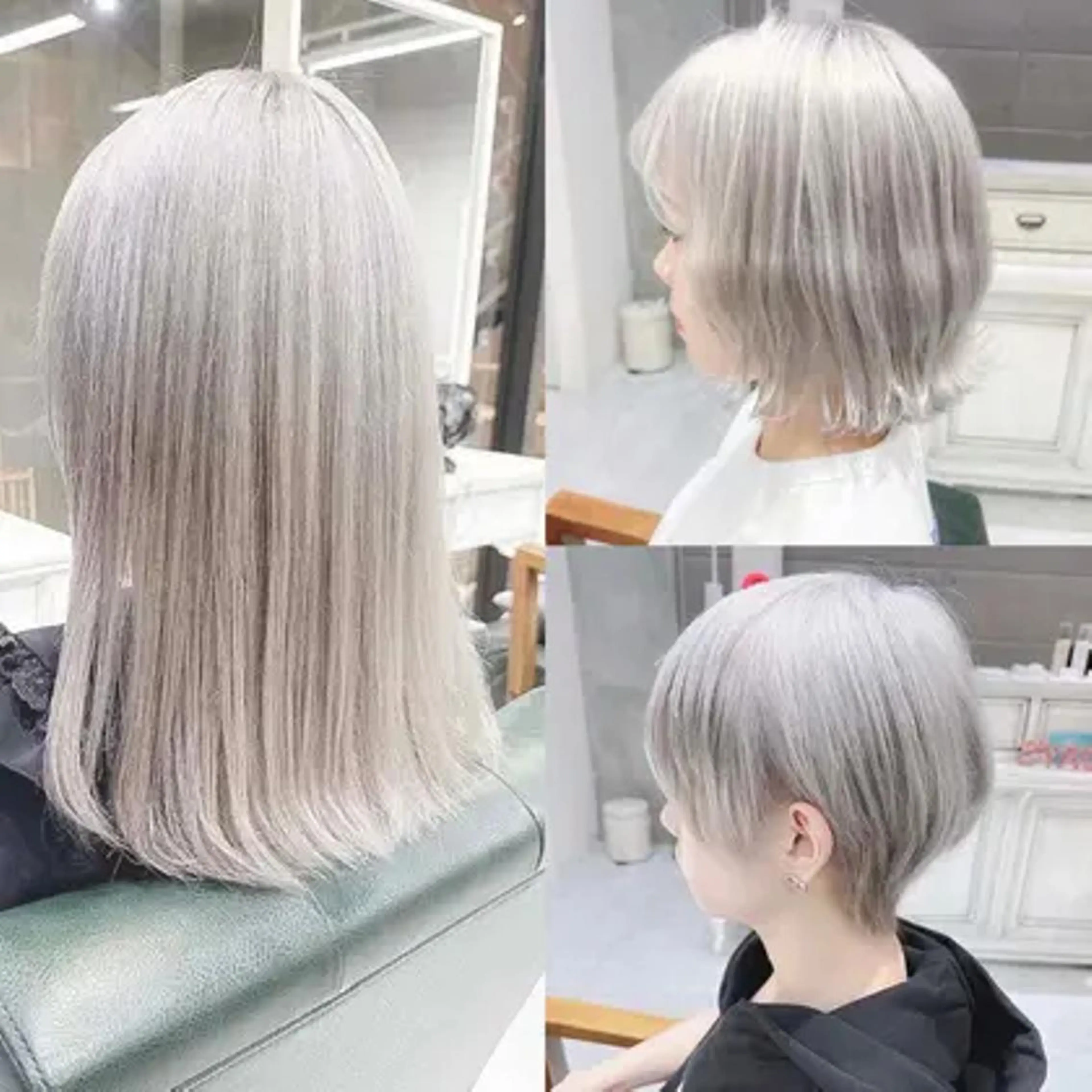 【ブリーチ3回 ダブルカラー】3回ブリーチ+ホワイトアッシュグレージュ透明感カラー+トリートメントの写真