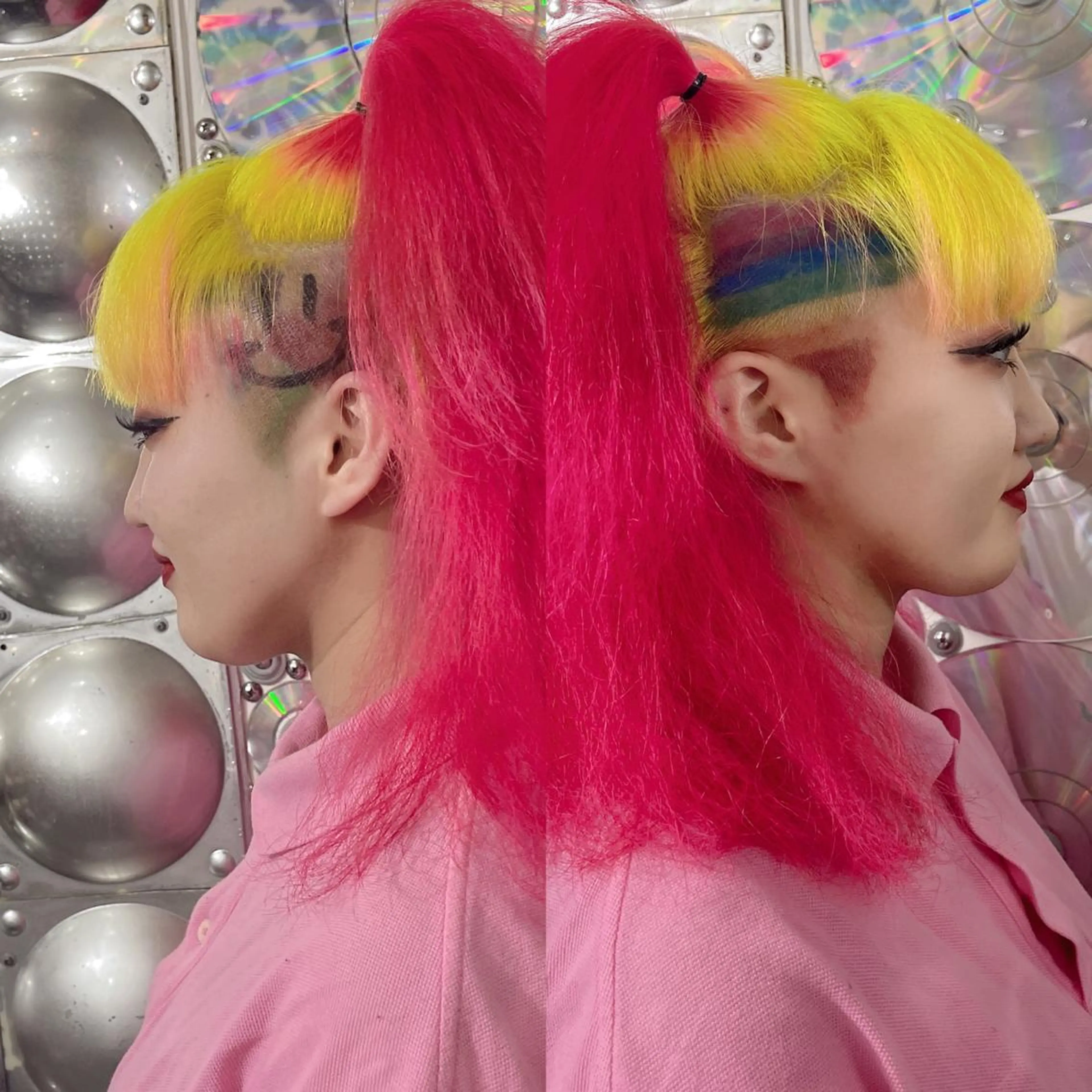 ミディアム カラー ヘアアレンジ デザインカラー 🌈派手髪エクステ ブレイズ🌈ひろとのヘアスタイル