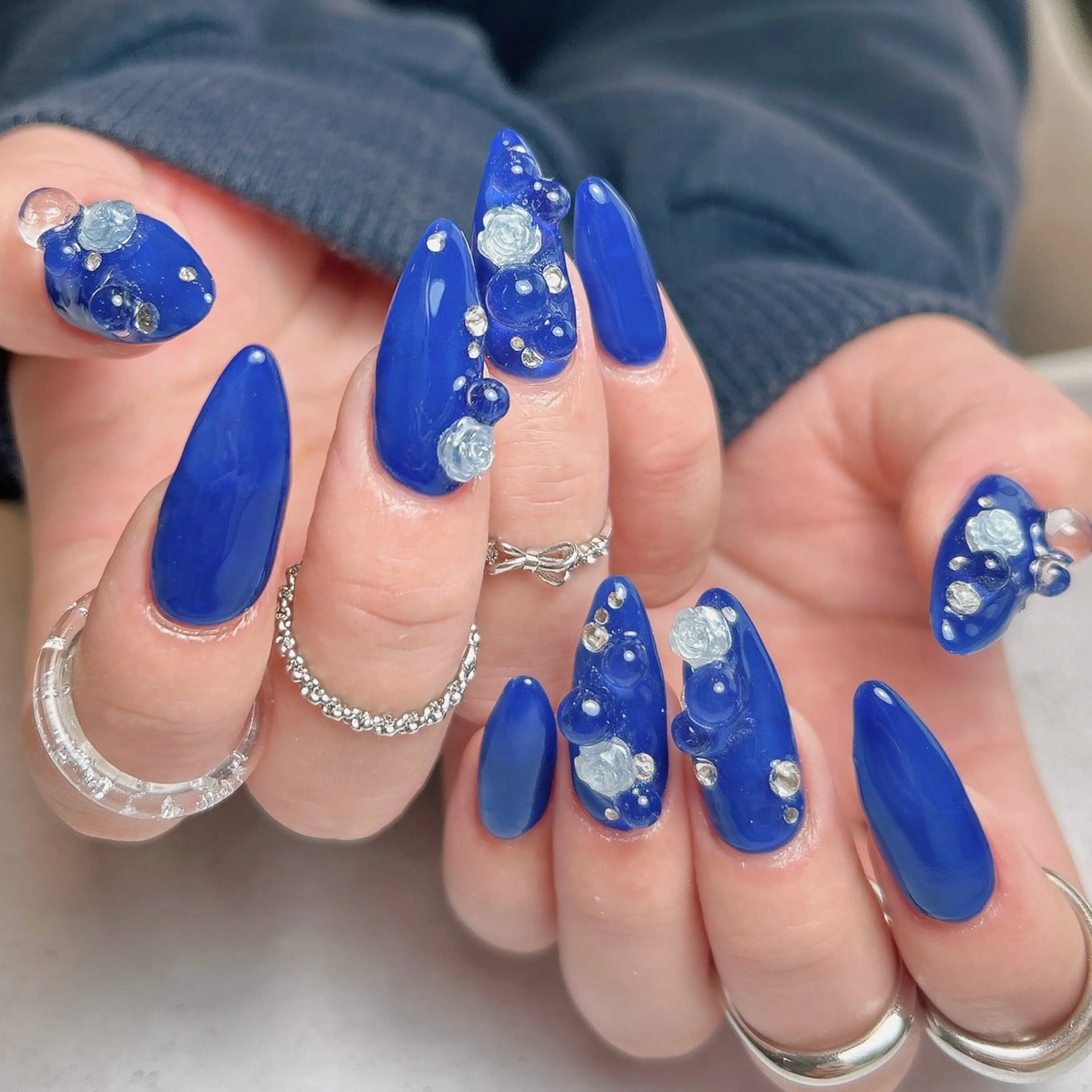 ネイル ブルー ハンドネイル junna 金山.東別院.上前津のネイルデザイン