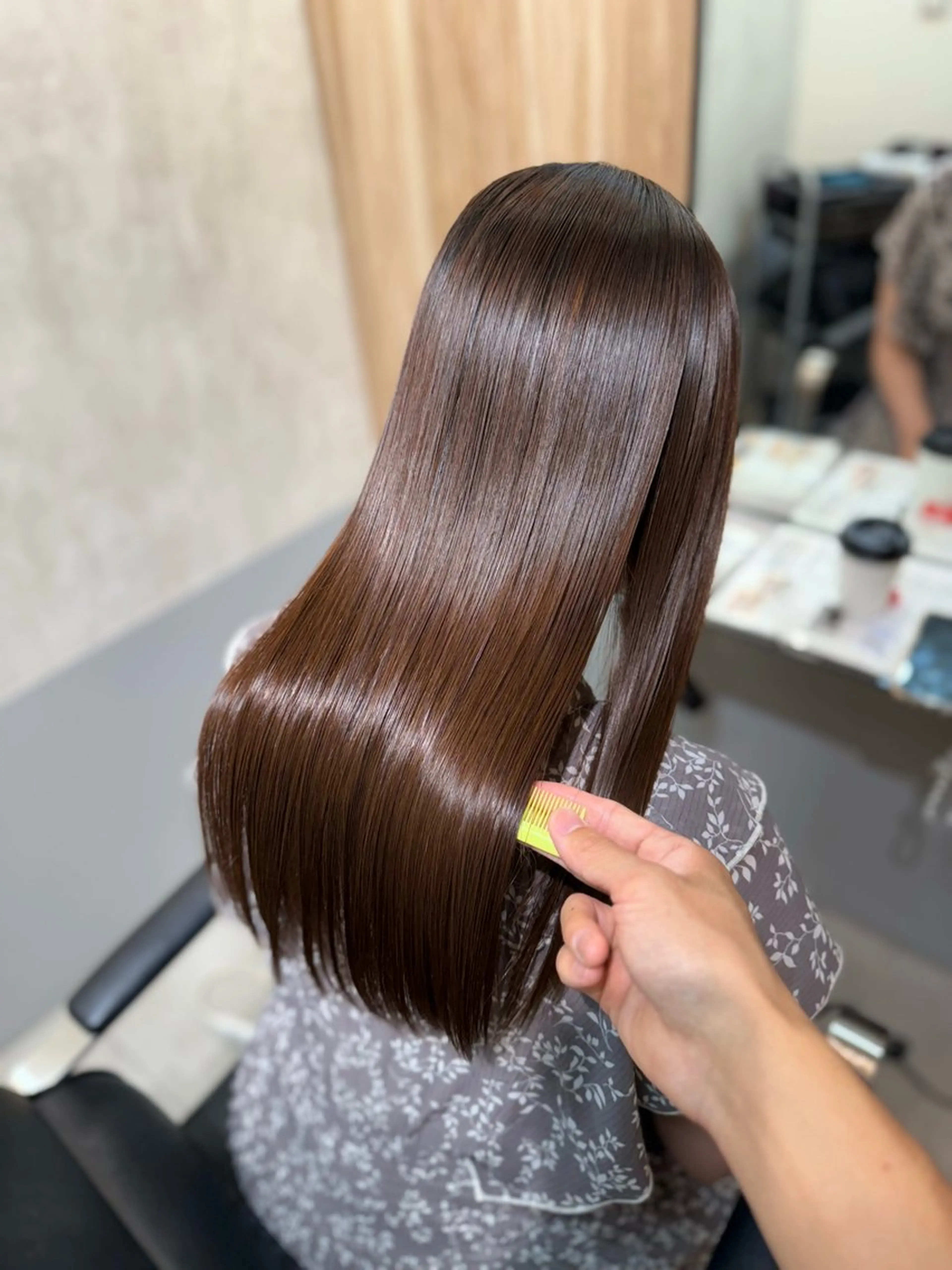 ロング パーマ 髪質改善 ストレートパーマ 縮毛矯正 若命燿史／レイヤー 縮毛矯正/髪質改善のヘアスタイル