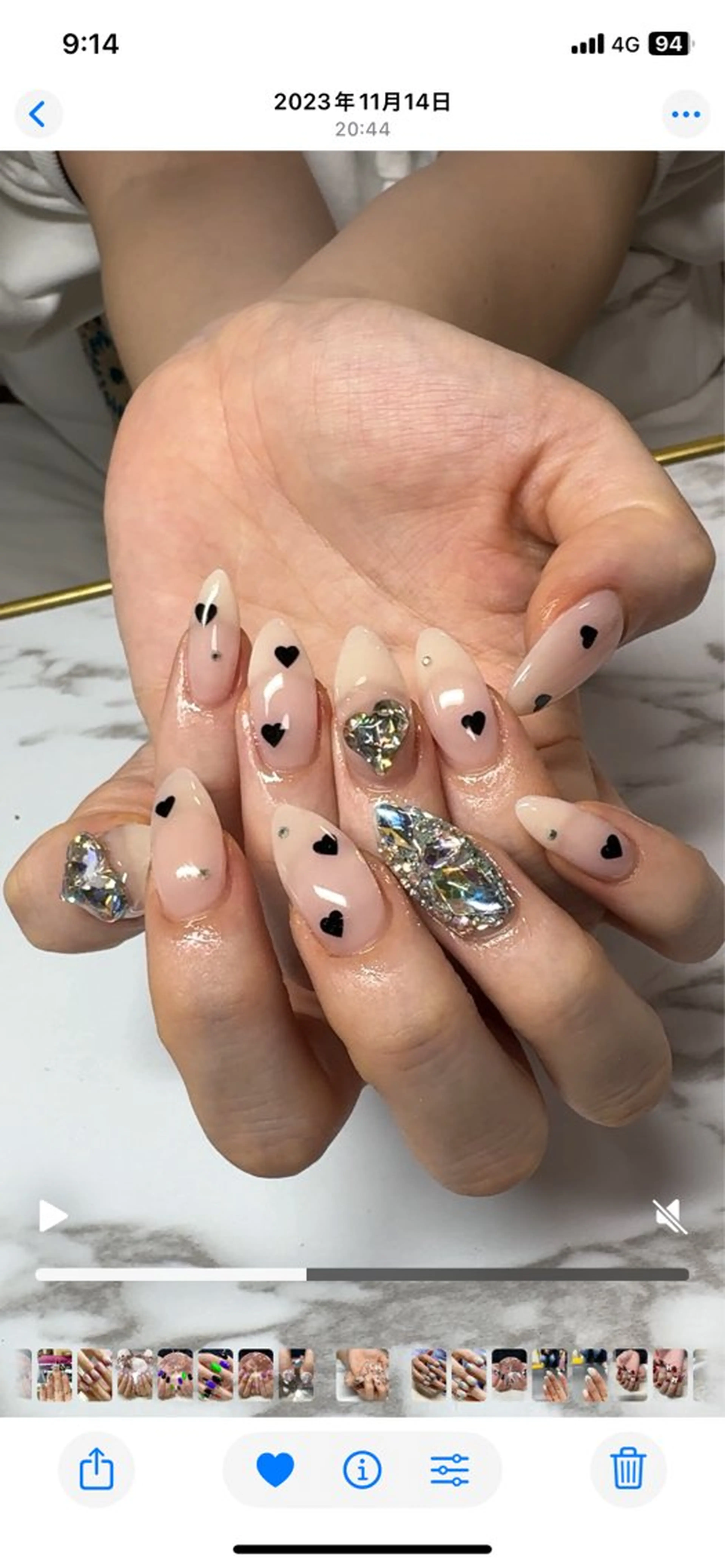 ネイル クリアネイル ジェルネイル ハート キラキラネイル 韓国ネイル ハンドネイル 六本木ネイル阡夜一夜 当日&持ち込み歓迎のネイルデザイン