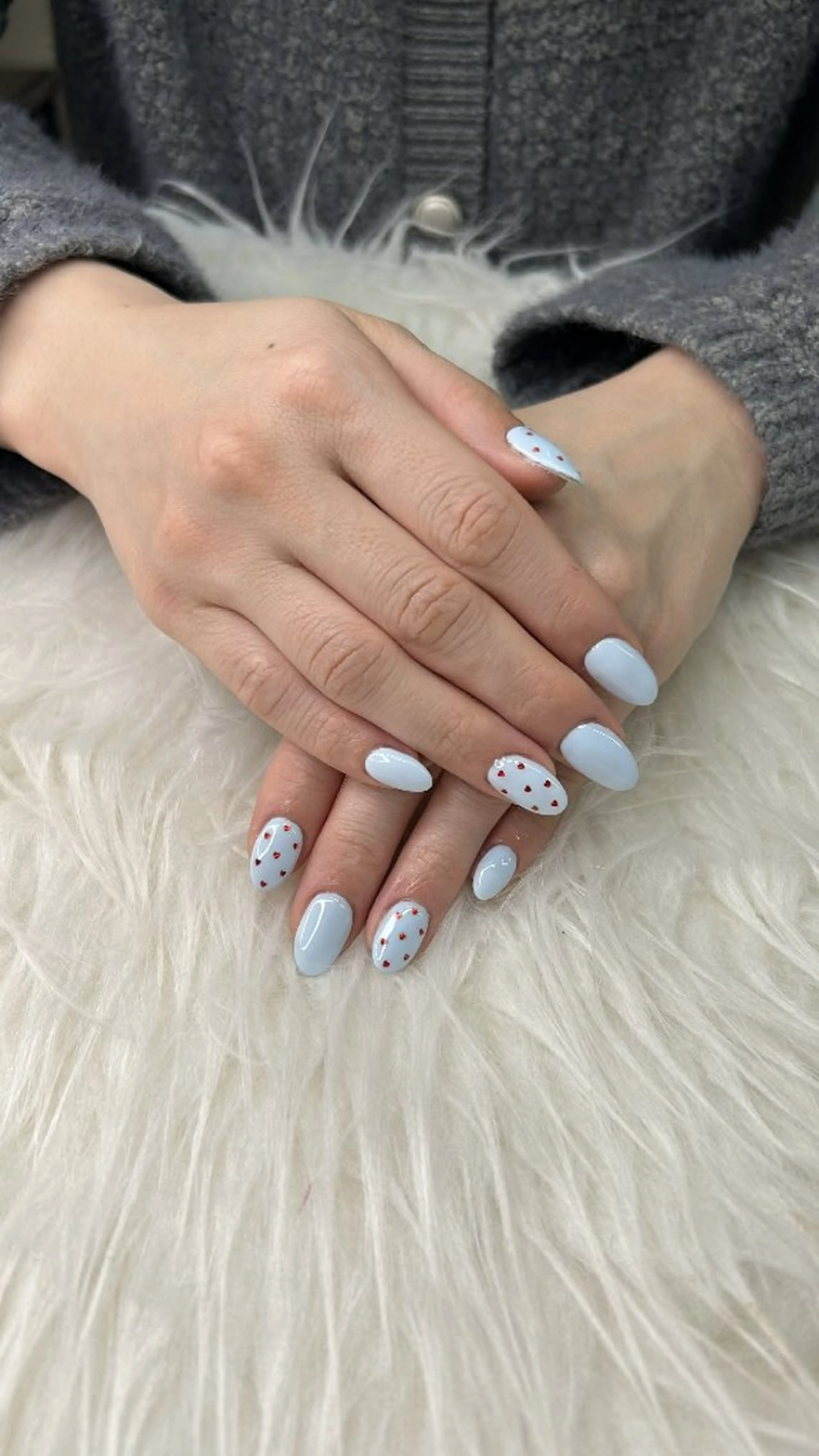 ネイル ハート ワンカラーネイル シンプルネイル キエウ チャムのネイルデザイン