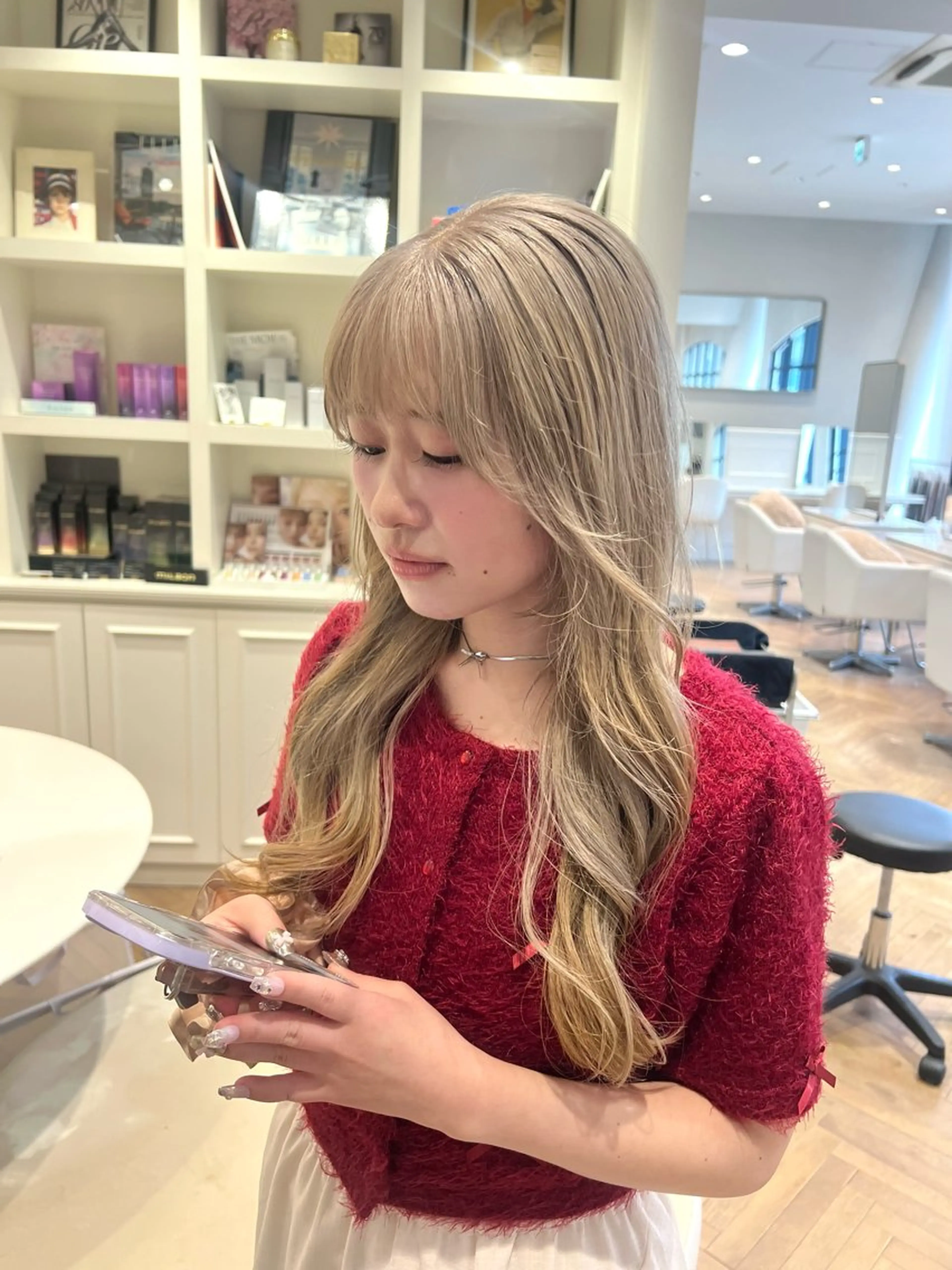 ロング カラー ブリーチ ブロンド カット ヘアカラー 似合わせ/レイヤー 💟SAEのヘアスタイル