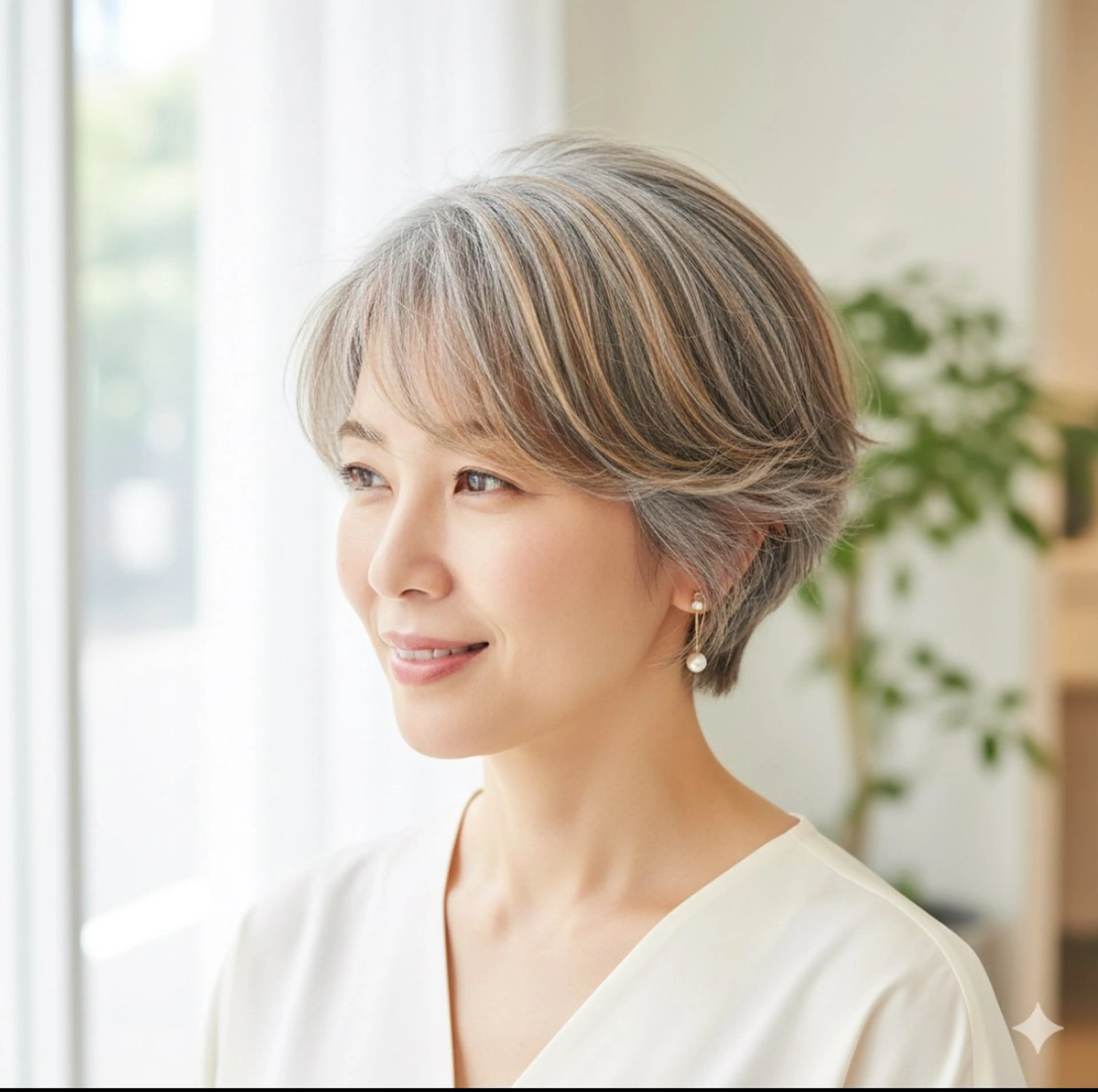 〔脱、白髪染め〕カット＋白髪ぼかしカラー✨の写真