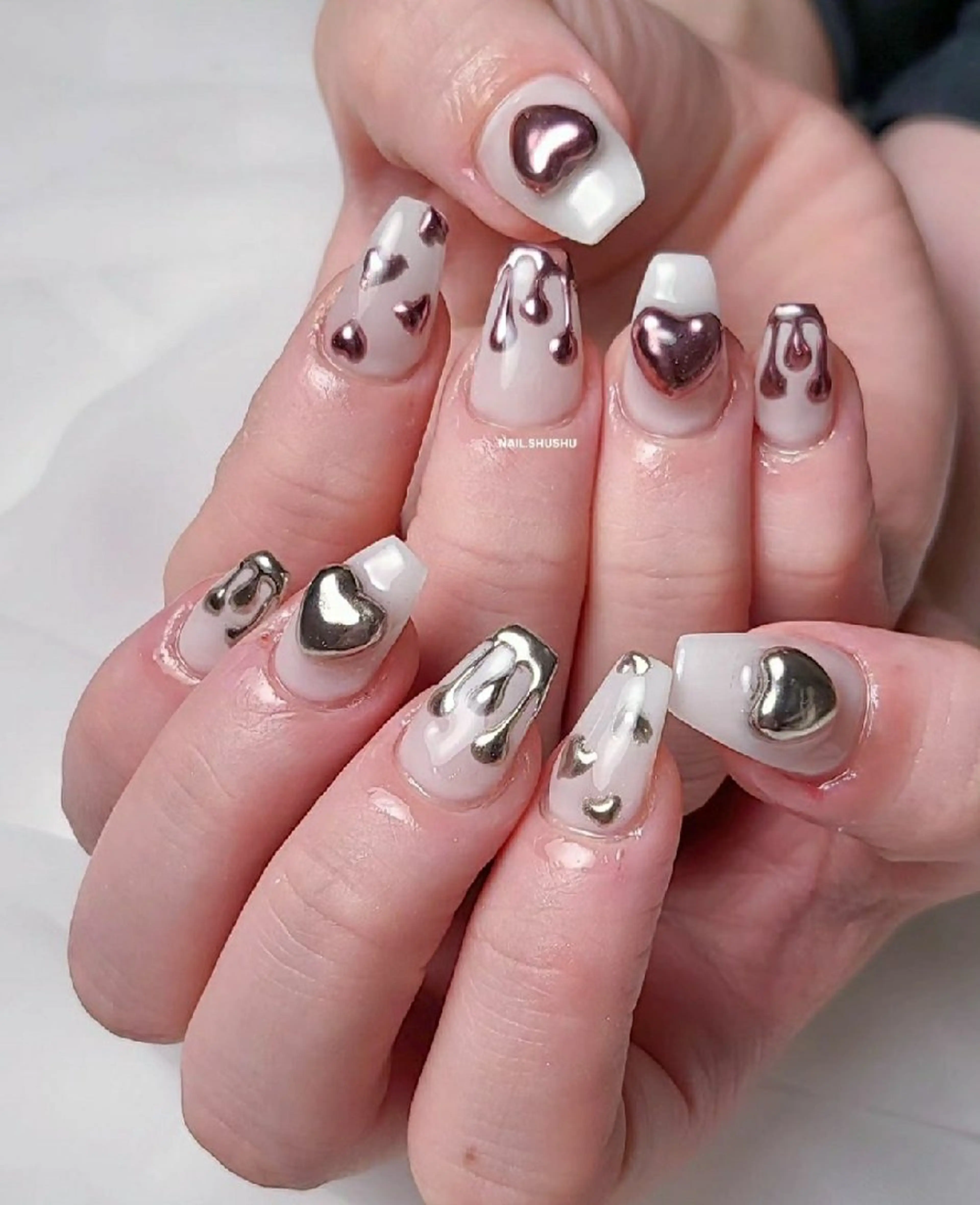 ネイル 持ち込み ニュアンスネイル ワンカラーネイル シンプルネイル 冬ネイル ハンドネイル 3dパーツ/流行り 👧shushu❤️のネイルデザイン