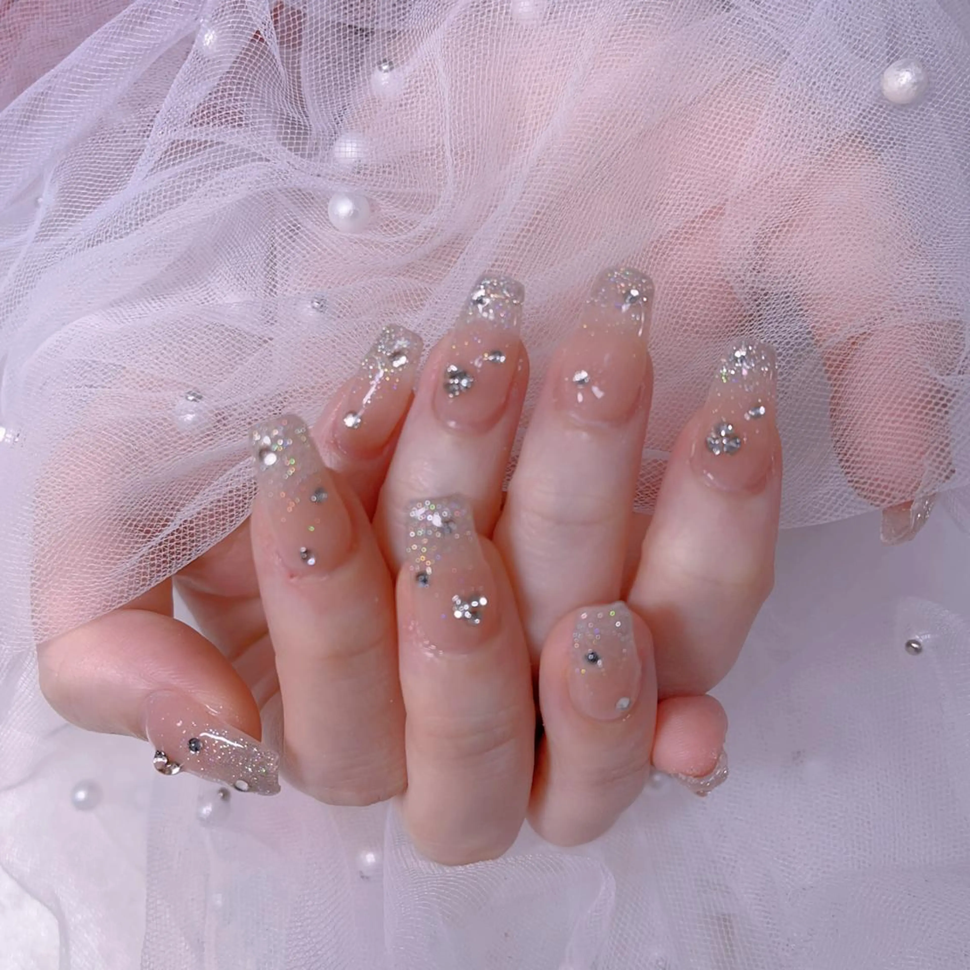 メンズ ネイル アートネイル フレンチネイル ジェルネイル キラキラネイル パラジェル Bloom kabukiのネイルデザイン