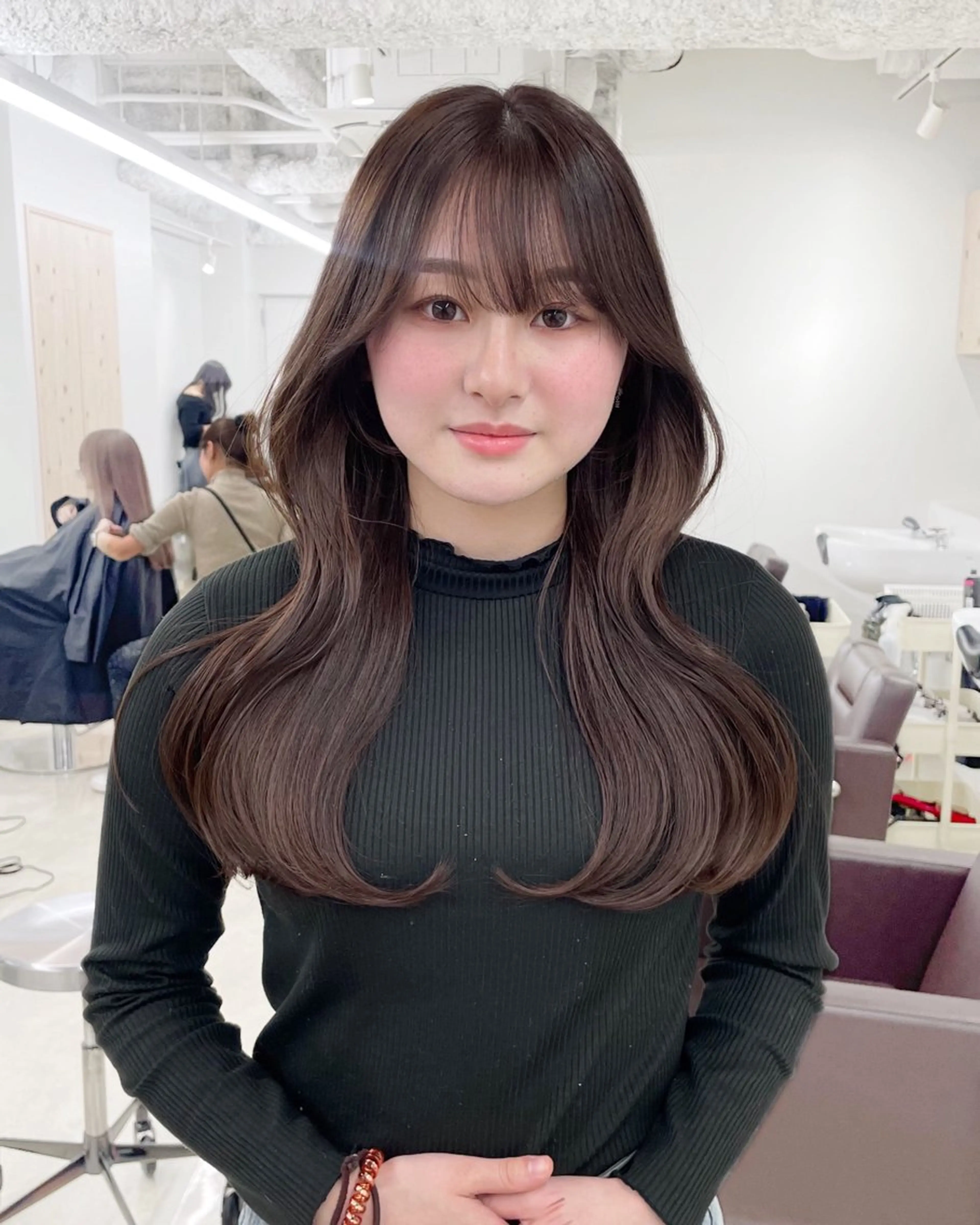 ロング カラー ヘアカラー トリートメント 新宿/韓国ヘア/ 髪質改善ストレートのヘアスタイル