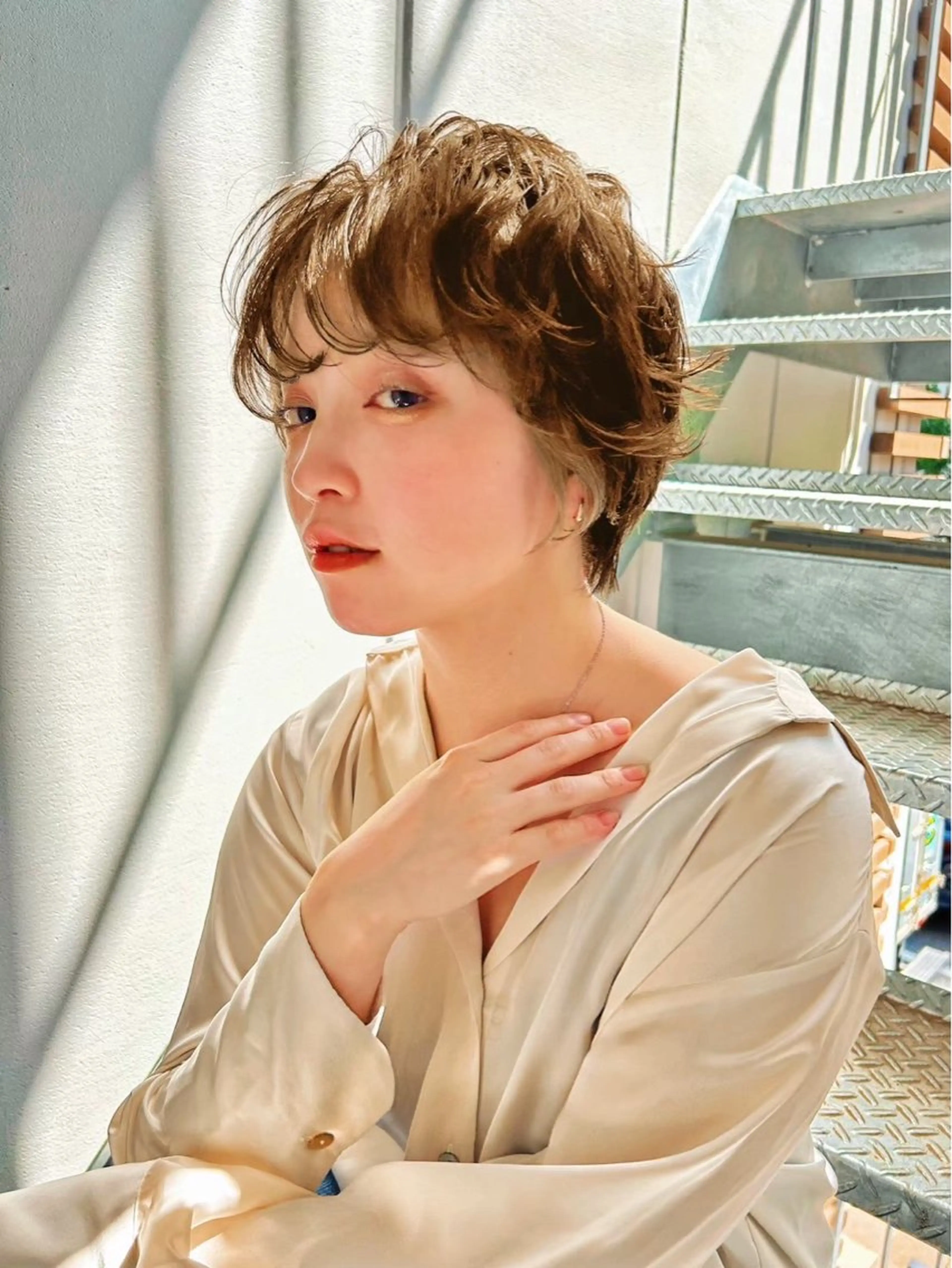 ショート パーマ レイヤー/暖色カラー /パーマ/落合 歩夢のヘアスタイル