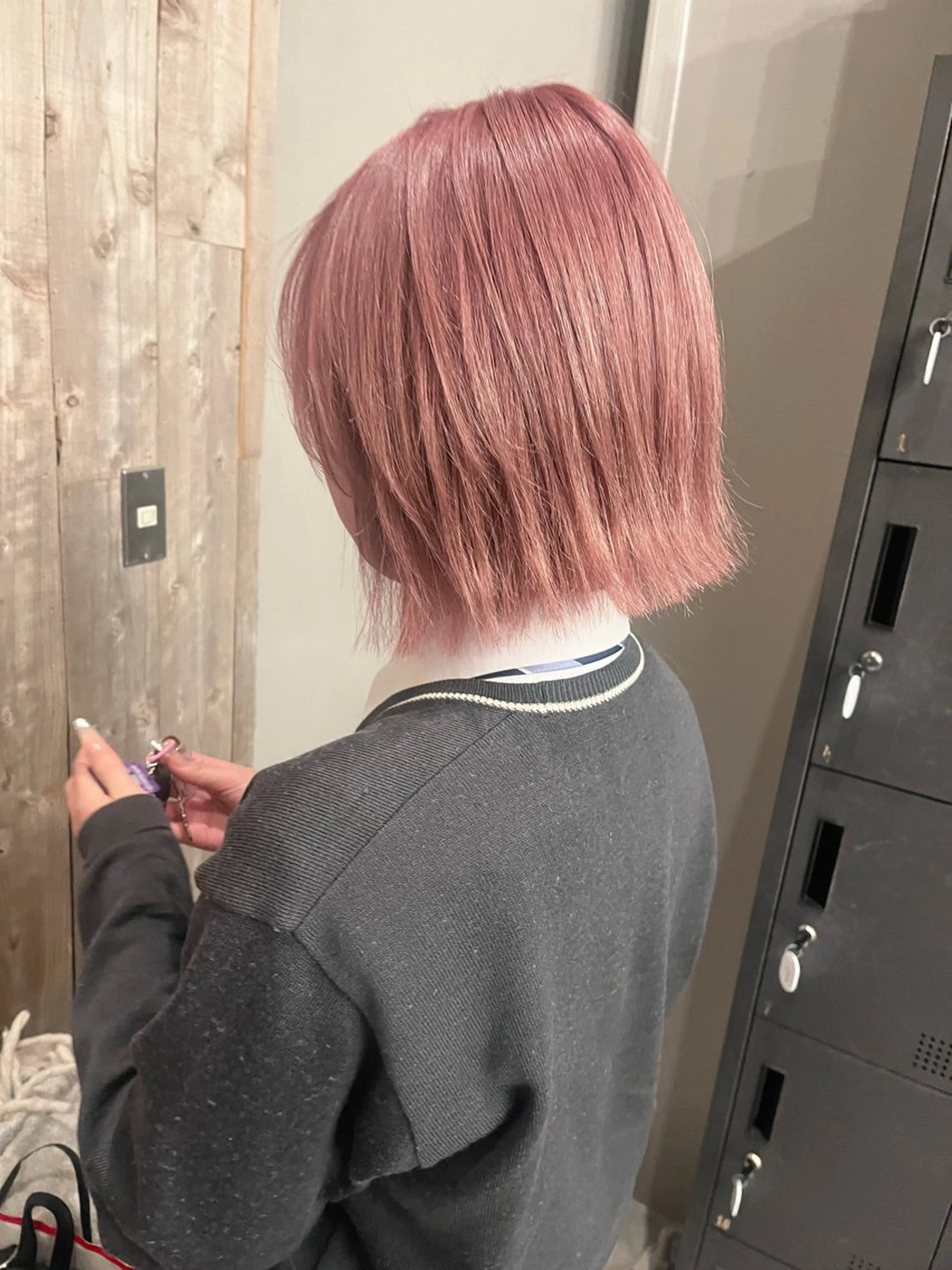 ショート カラー ブリーチ 透明感カラー ピンクカラー カット ヘアカラー トリートメント 中津/梅田/酸性 /髪質改善/愛芽のヘアスタイル