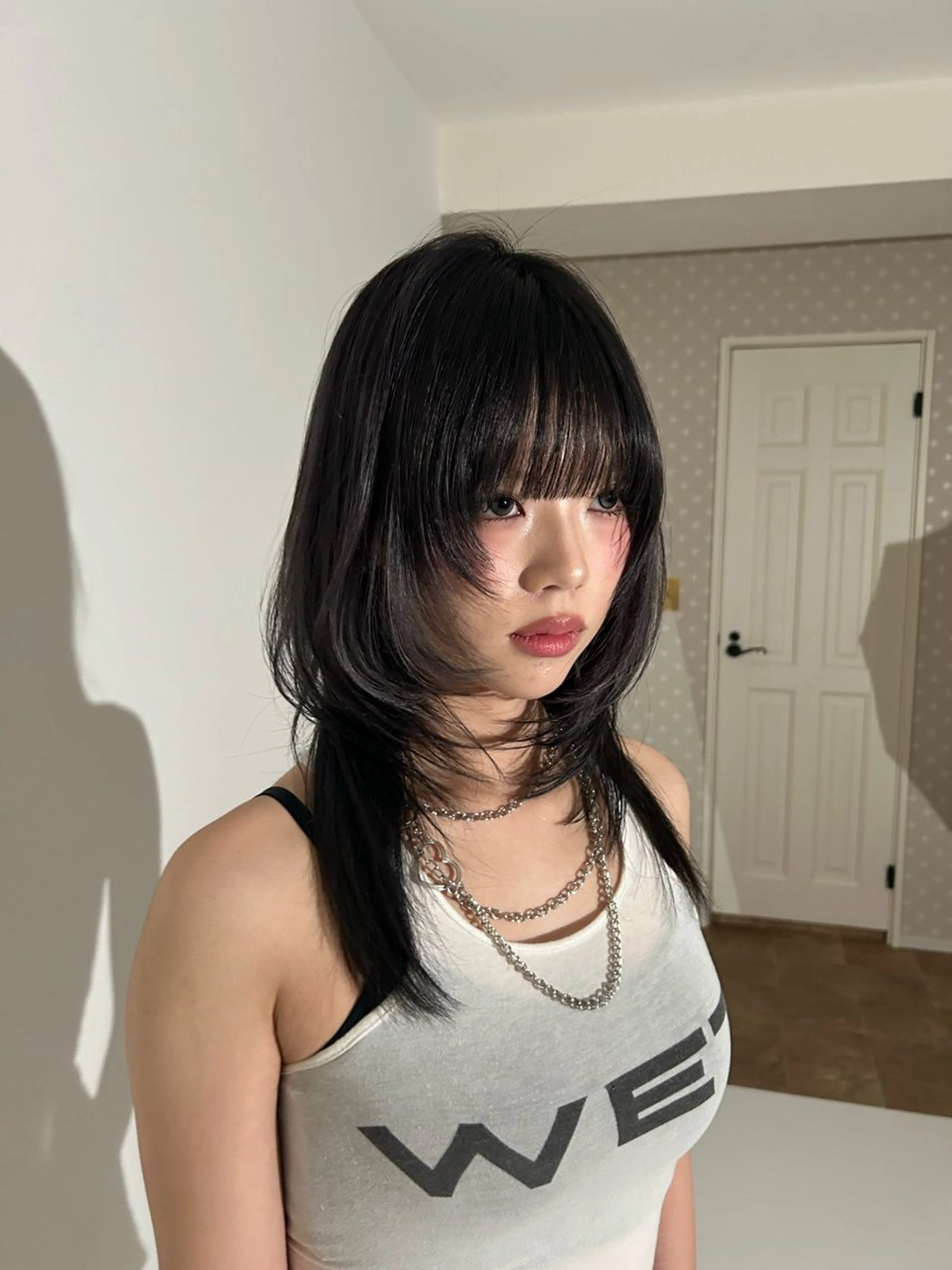 セミロング くびれヘア 顔まわりレイヤー ヨシンモリ 韓国風ヘア レイヤーカット 🎀透明感カラー shizuka🎀のヘアスタイル