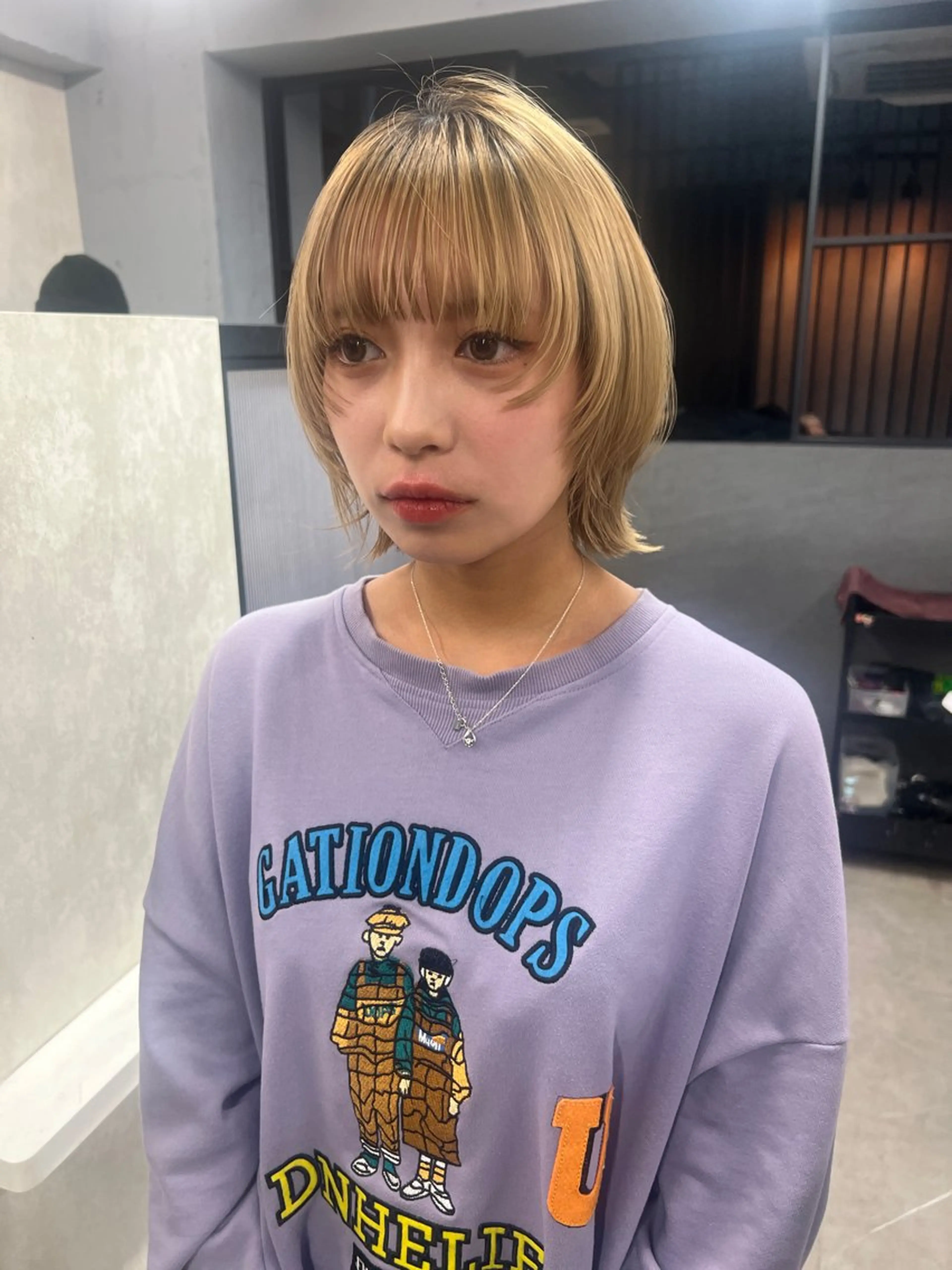 ショート カット トリートメント ブリーチ/ウルフ ハッシュカット/石山のヘアスタイル