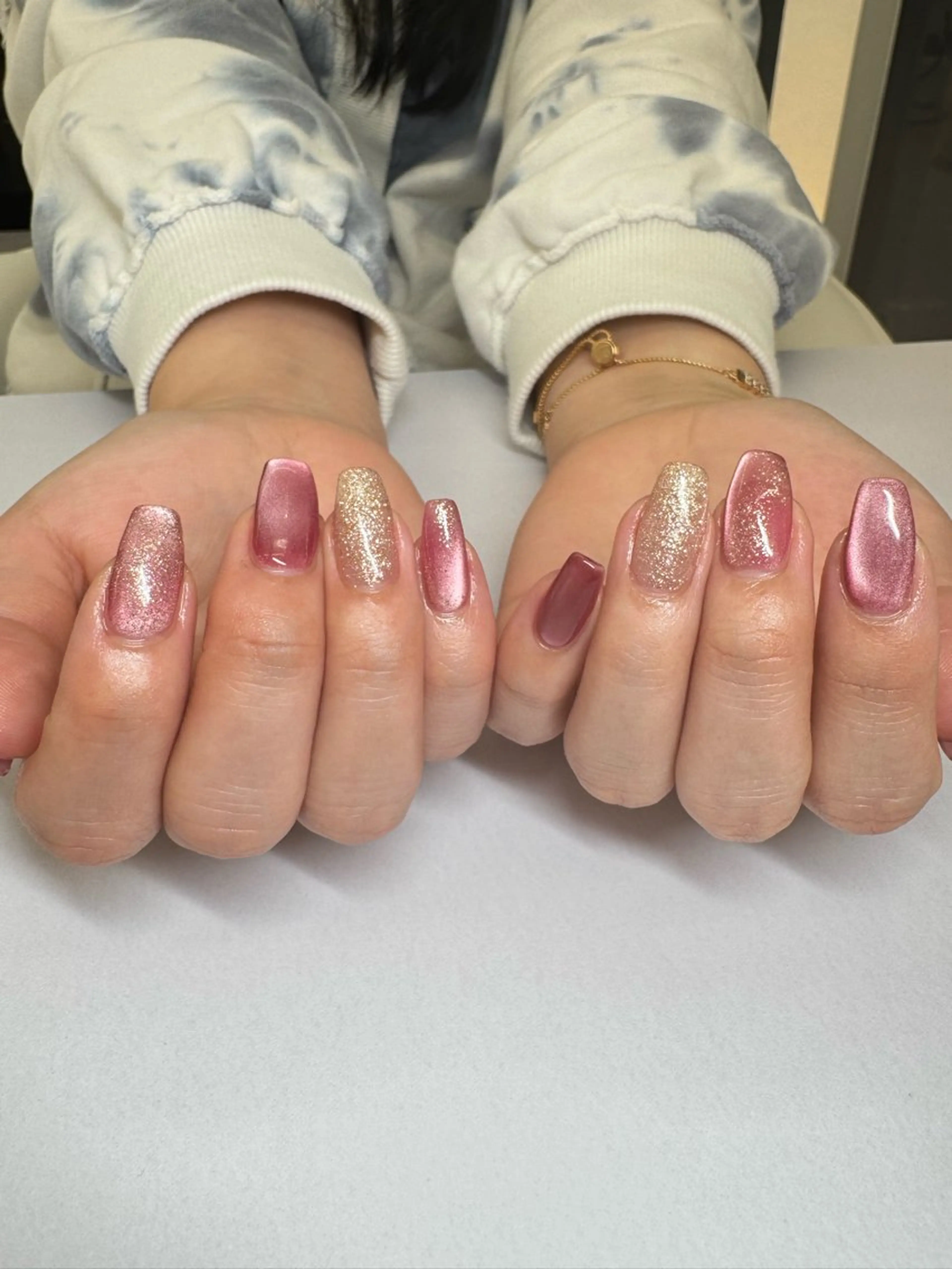 ネイル ジェルネイル キラキラネイル ラメ(グリッター) マグネットネイル パラジェル WHITELY みどりのネイルデザイン