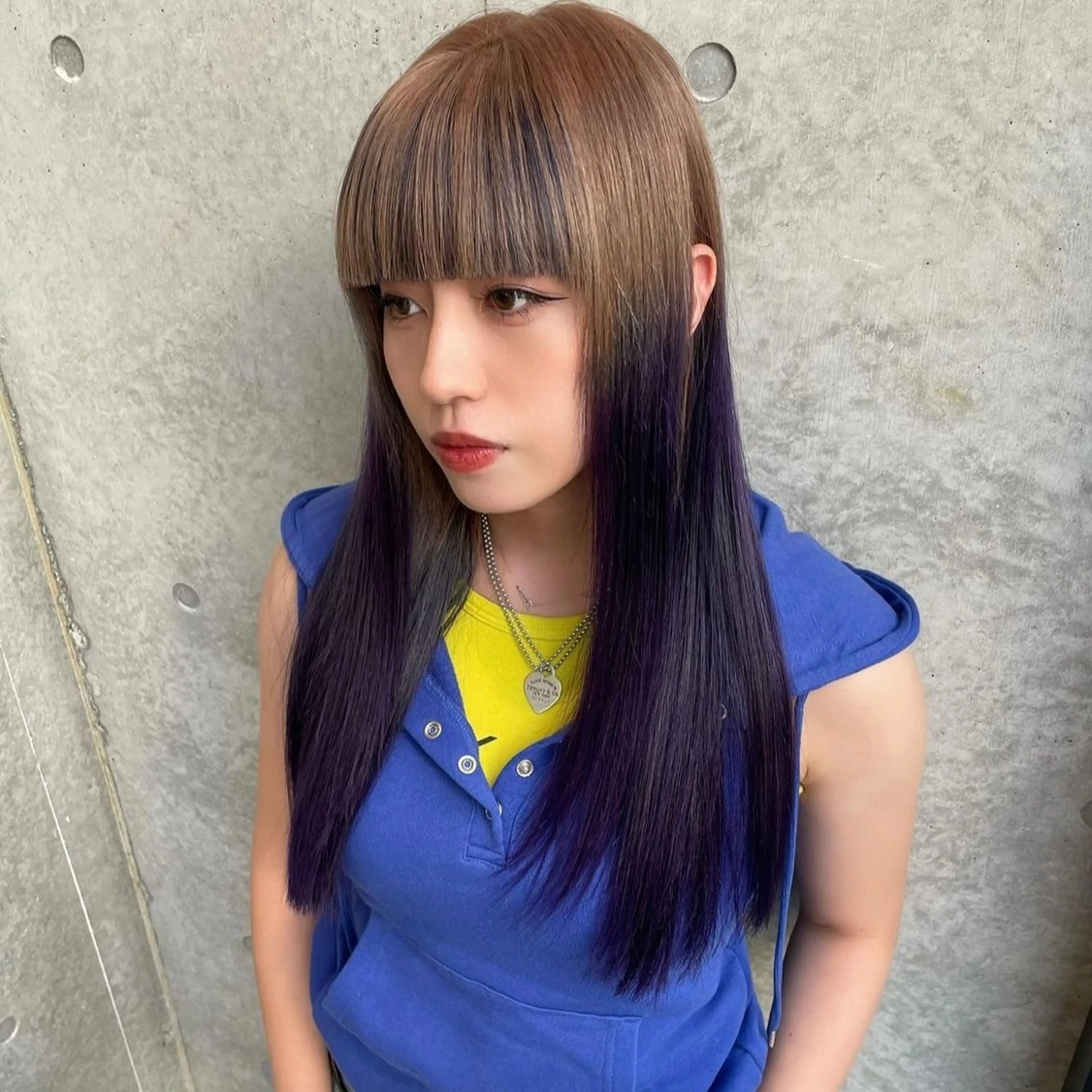 セミロング カラー デザインカラー カット ヘアカラー トリートメント Mizobe misakiのヘアスタイル