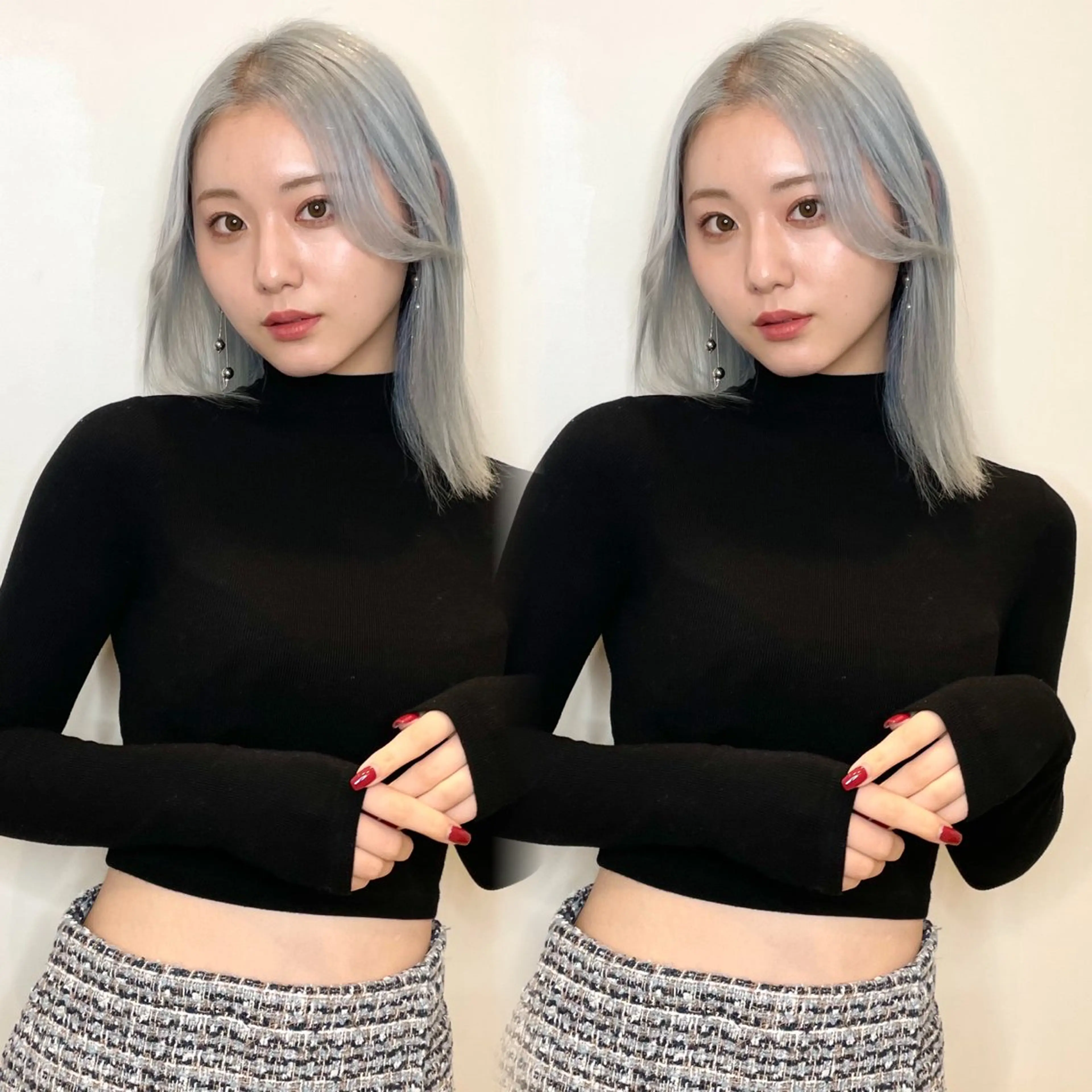 ミディアム カラー ヘアカラー 韓国風ハッシュカット 似合わせレイヤー池袋のヘアスタイル