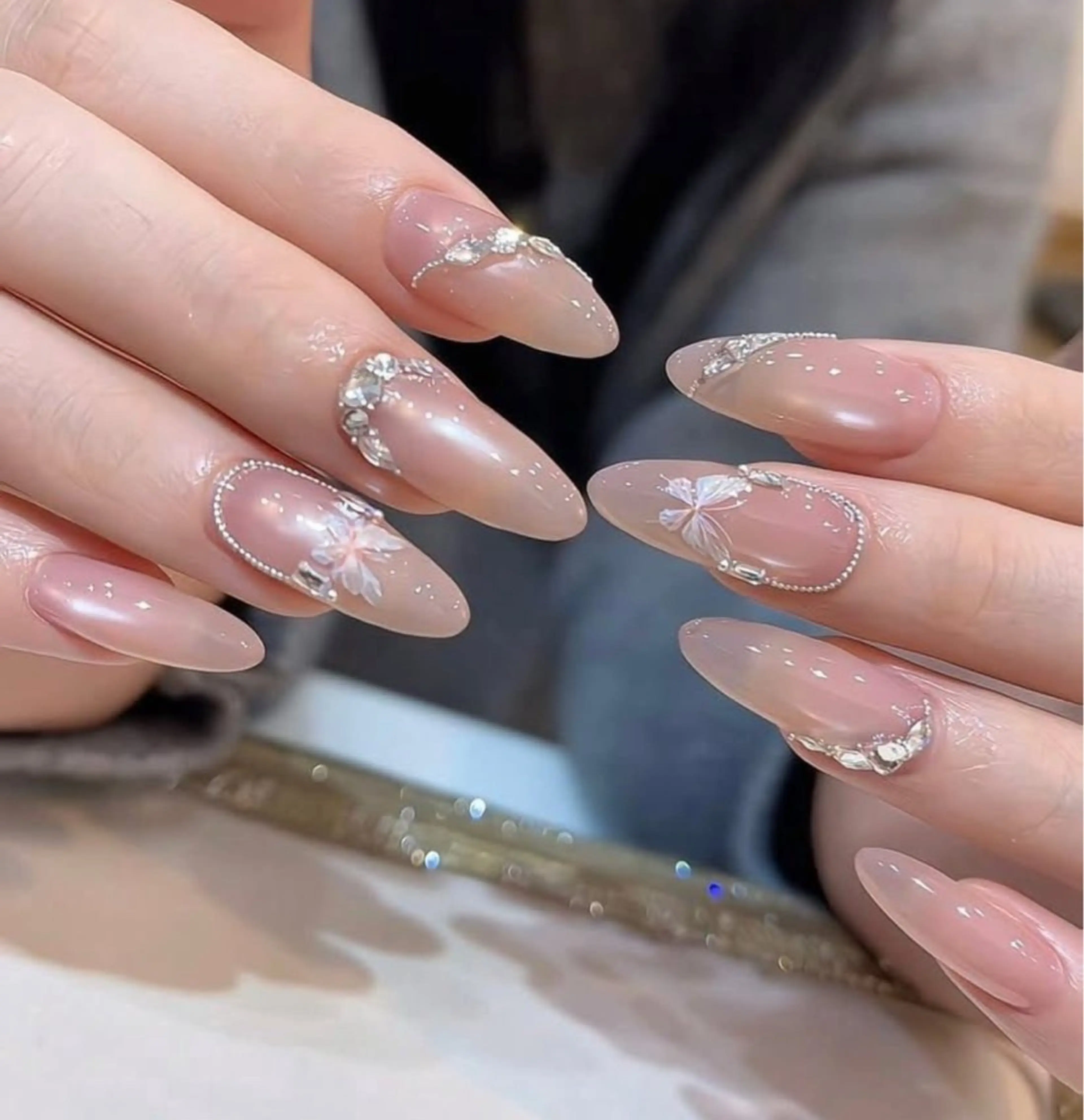 ネイル ハンドネイル 🎀PG🩵 ネイルサロンのネイルデザイン