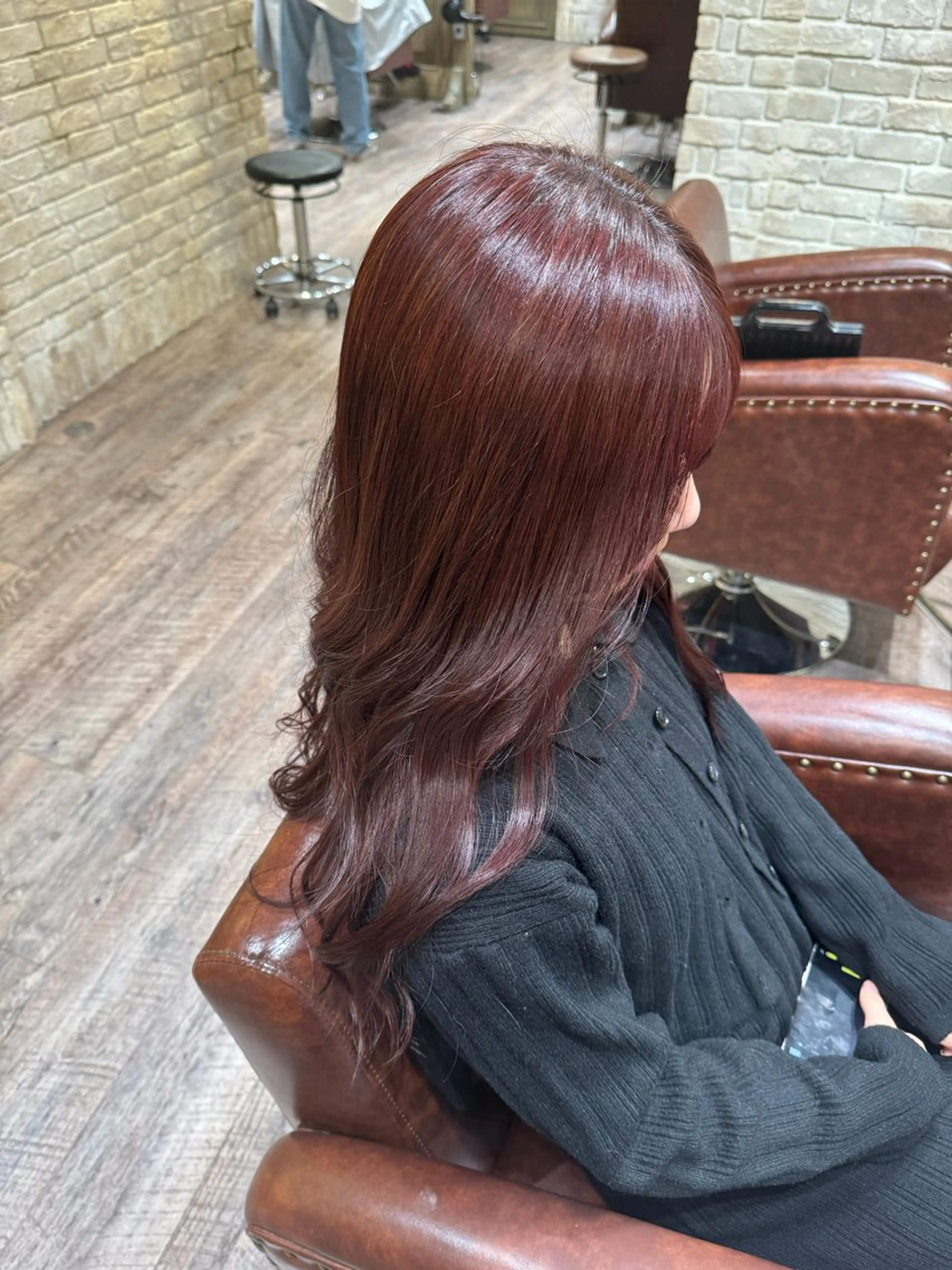 ロング カラー ベージュカラー ピンクカラー ピンクベージュ 野口 菜緒のヘアスタイル