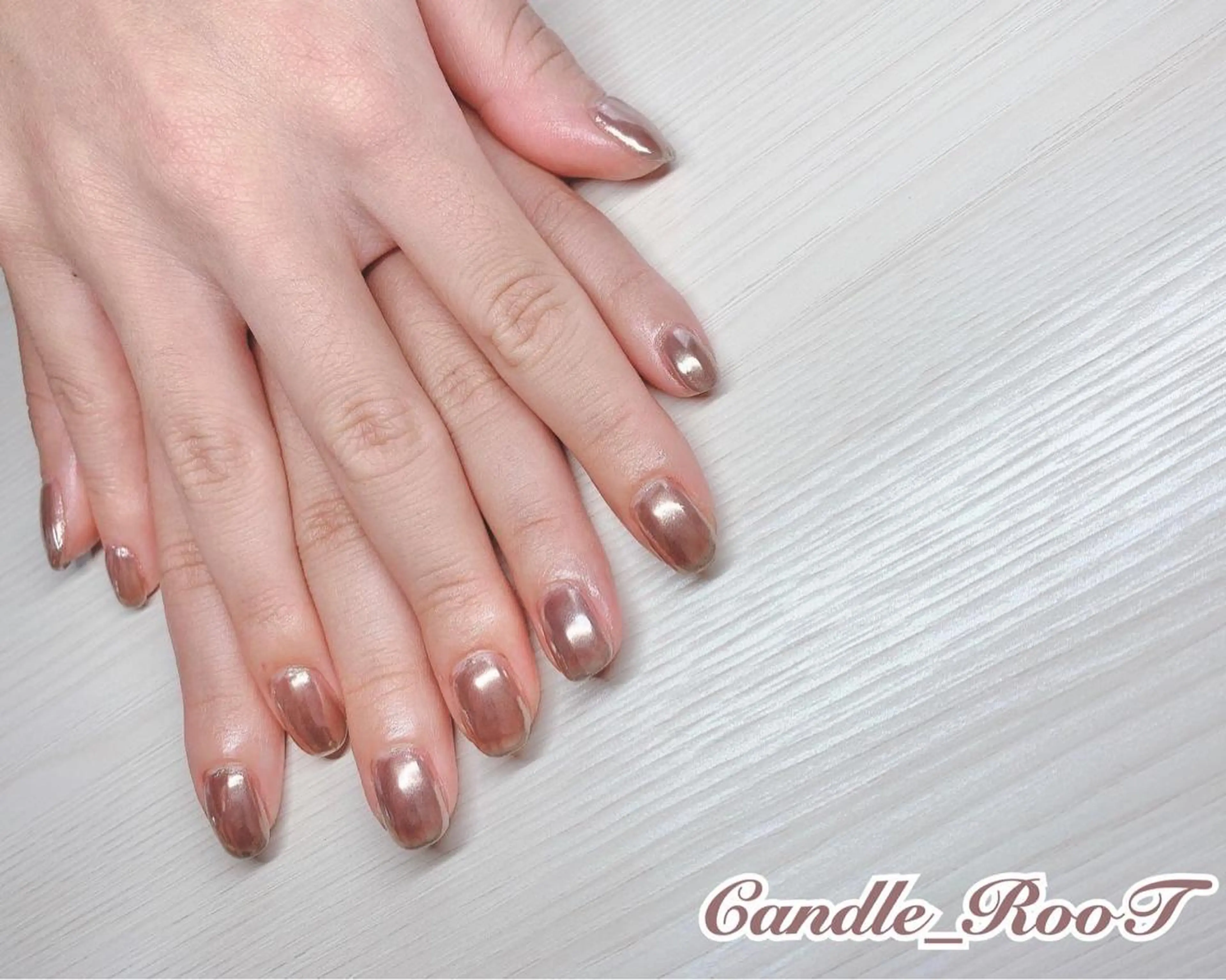 メンズ ネイル ブラウン ミラーネイル ハンドネイル RooT Nailのネイルデザイン