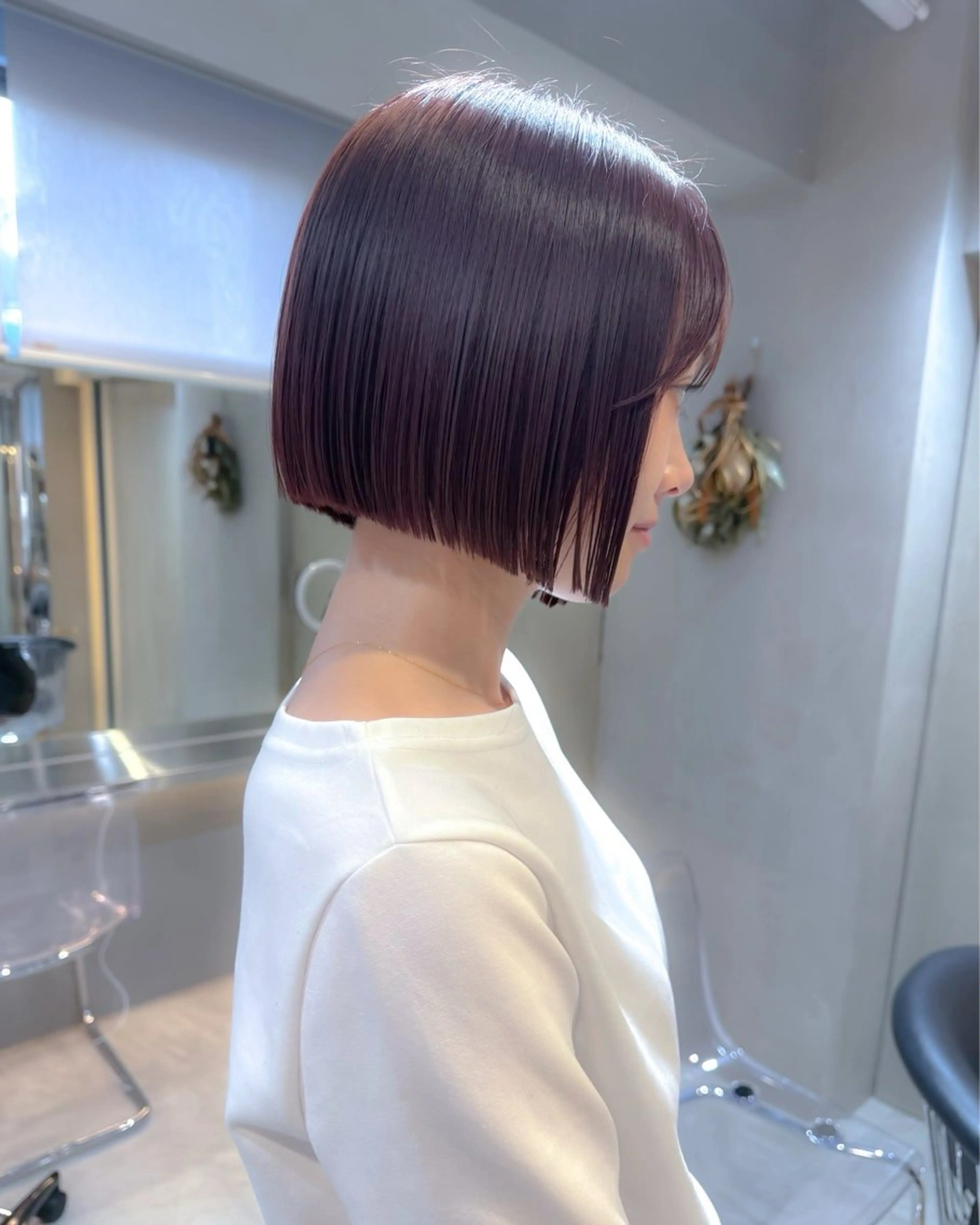 ショート カラー ボブ カット ヘアカラー トリートメント ♥️ボブ韓国風ヘア ♥️久保田夢美のヘアスタイル