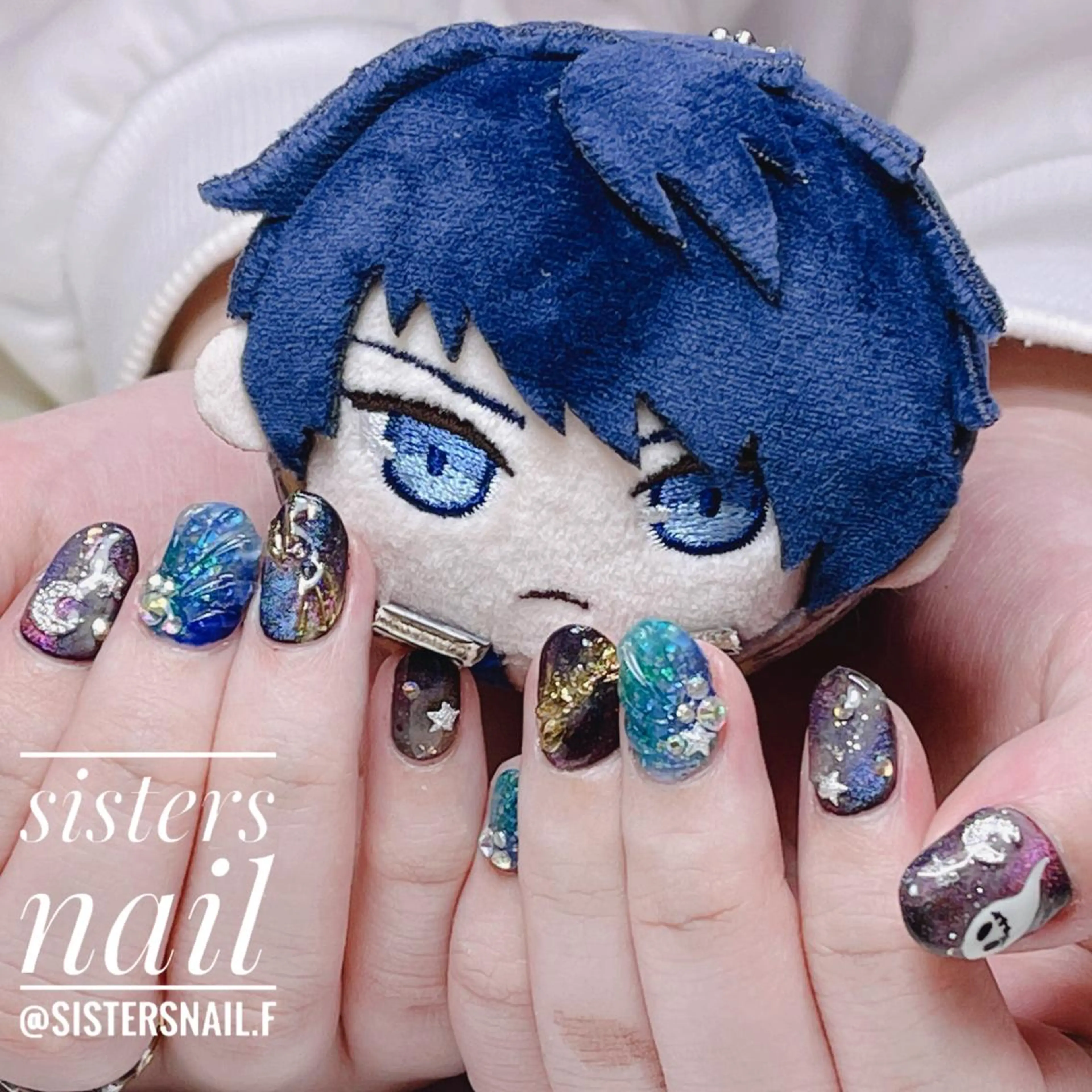 ネイル アートネイル ジェルネイル ハロウィン マグネットネイル 冬ネイル sisters nail.fのネイルデザイン