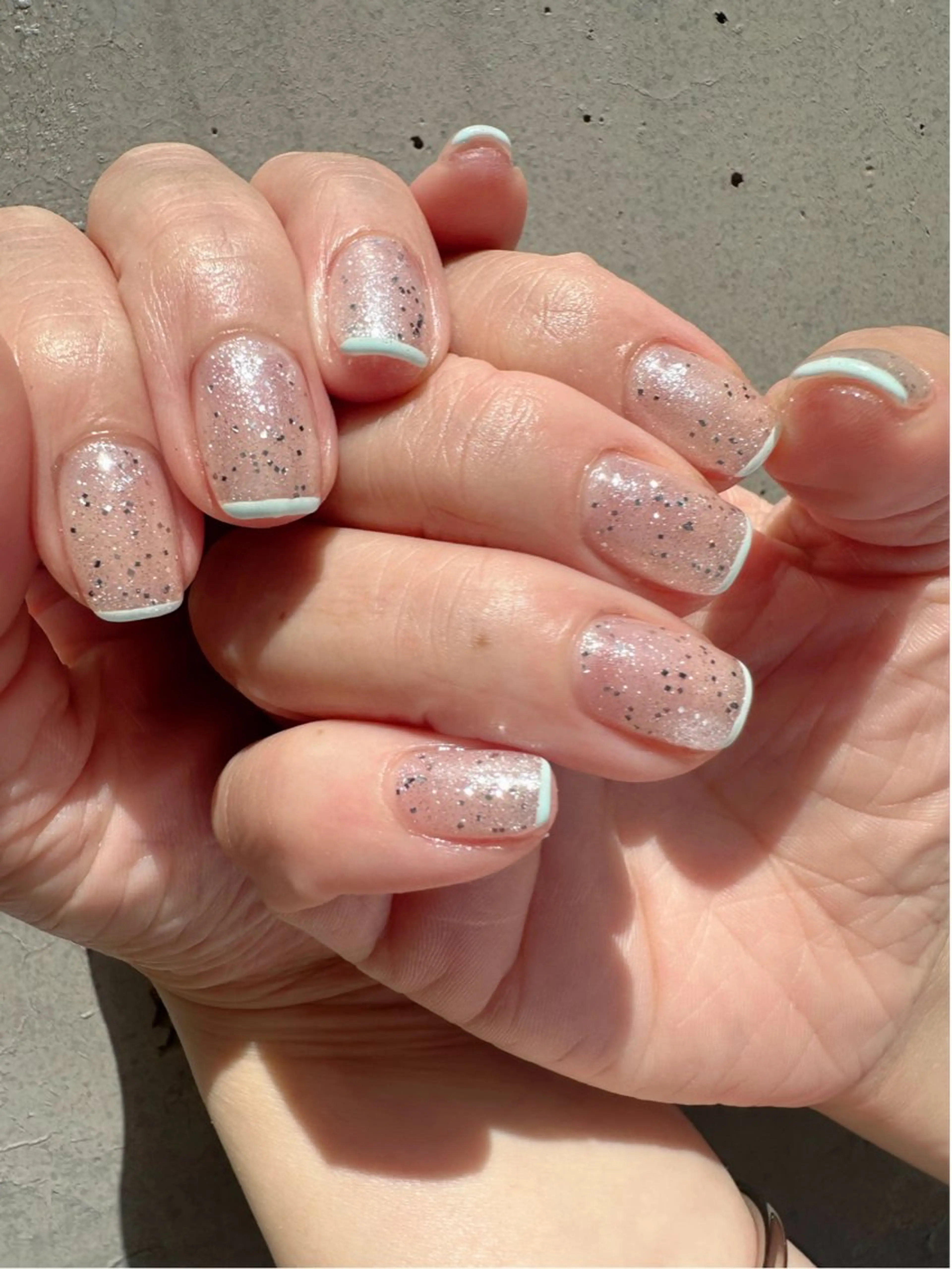 ネイル クリアネイル フレンチネイル 氷ネイル・うるうるネイル 韓国ネイル ラメ(グリッター) 🪞KAPE NAIL 🪞のネイルデザイン