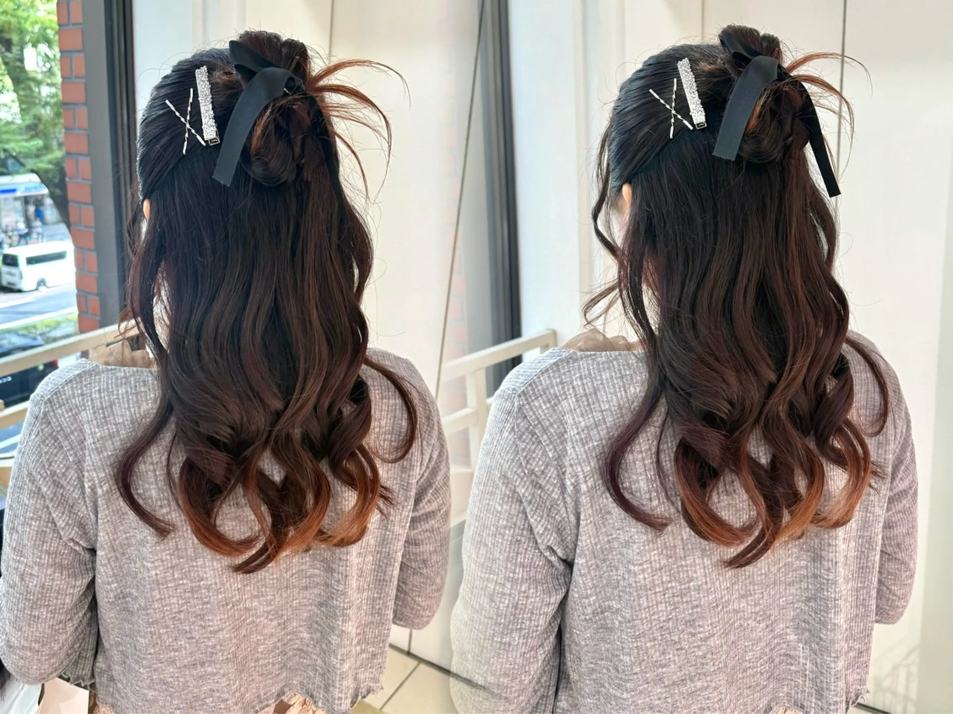 ヘアアレンジ ハーフアップ ヘアセット 髪質改善”透け感" カラー/Hono🪞のヘアスタイル