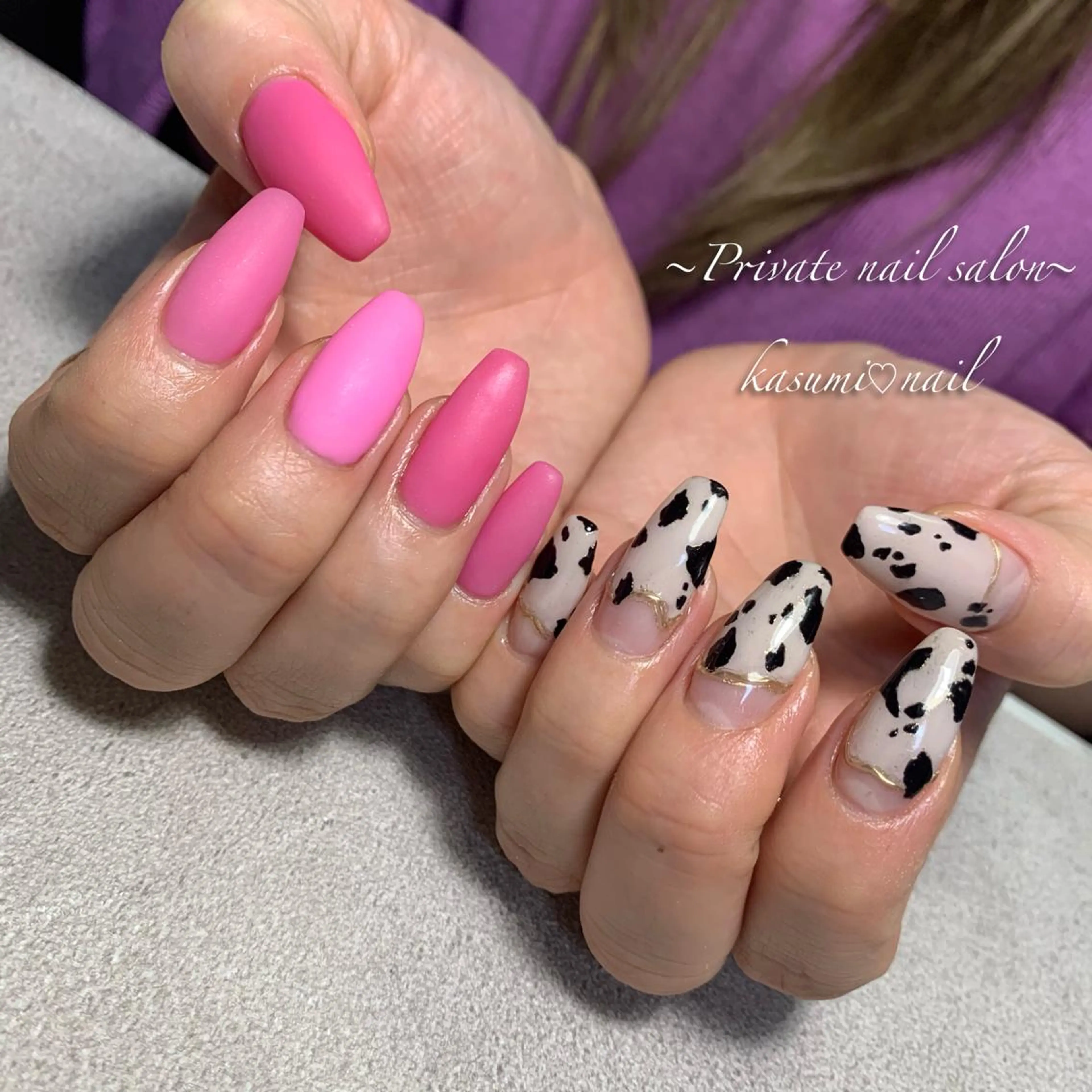 ネイル アニマル柄 ミラーネイル ニュアンスネイル KASUMI♡ Nailのネイルデザイン