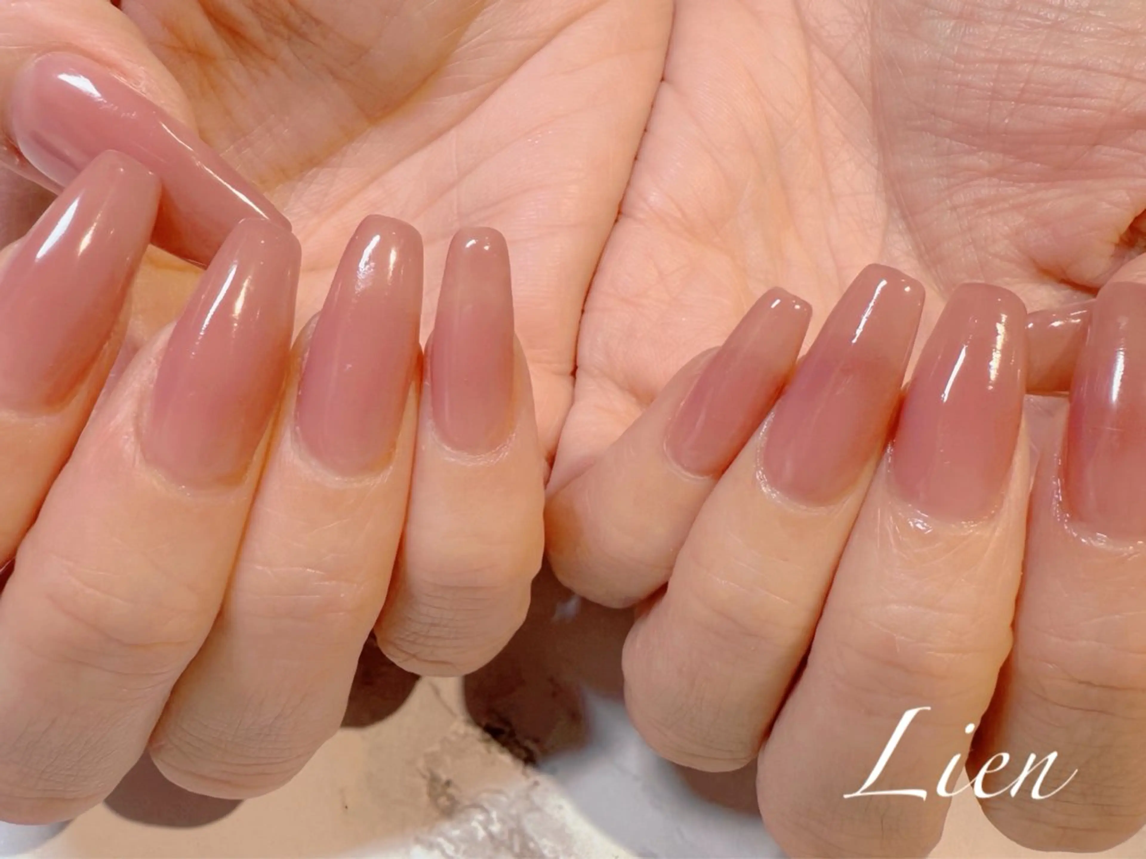 ネイル 長さ出し フットネイル フレンチネイル ジェルネイル ガラスフレンチ ハンドネイル Lien（リアン） 銀座駅6分のネイルデザイン