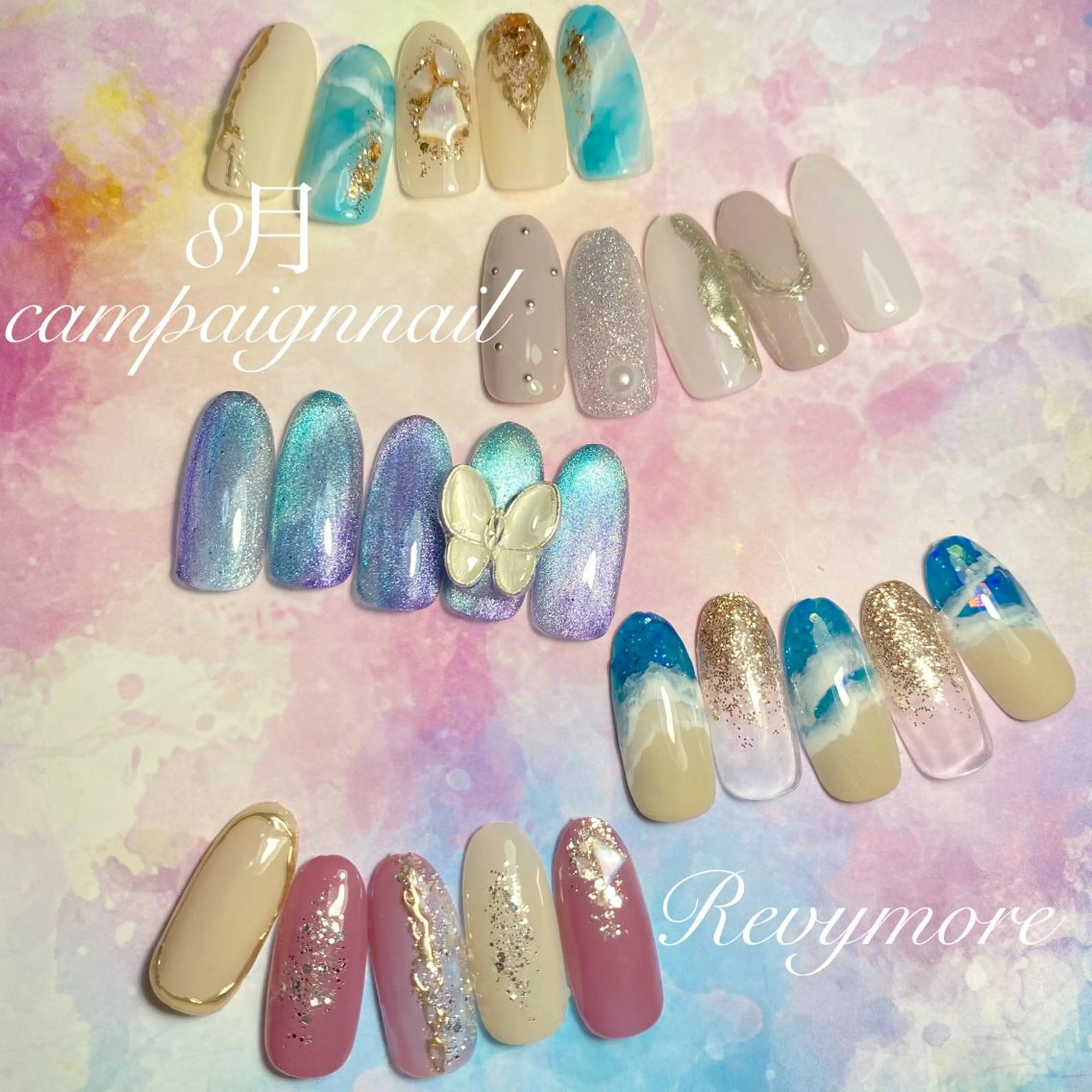 ミディアム ネイル 韓国風ヘア ジェルネイル キラキラネイル 韓国ネイル ニュアンスネイル nail salon Revymore所属・nail salon Revymoreのネイルデザイン