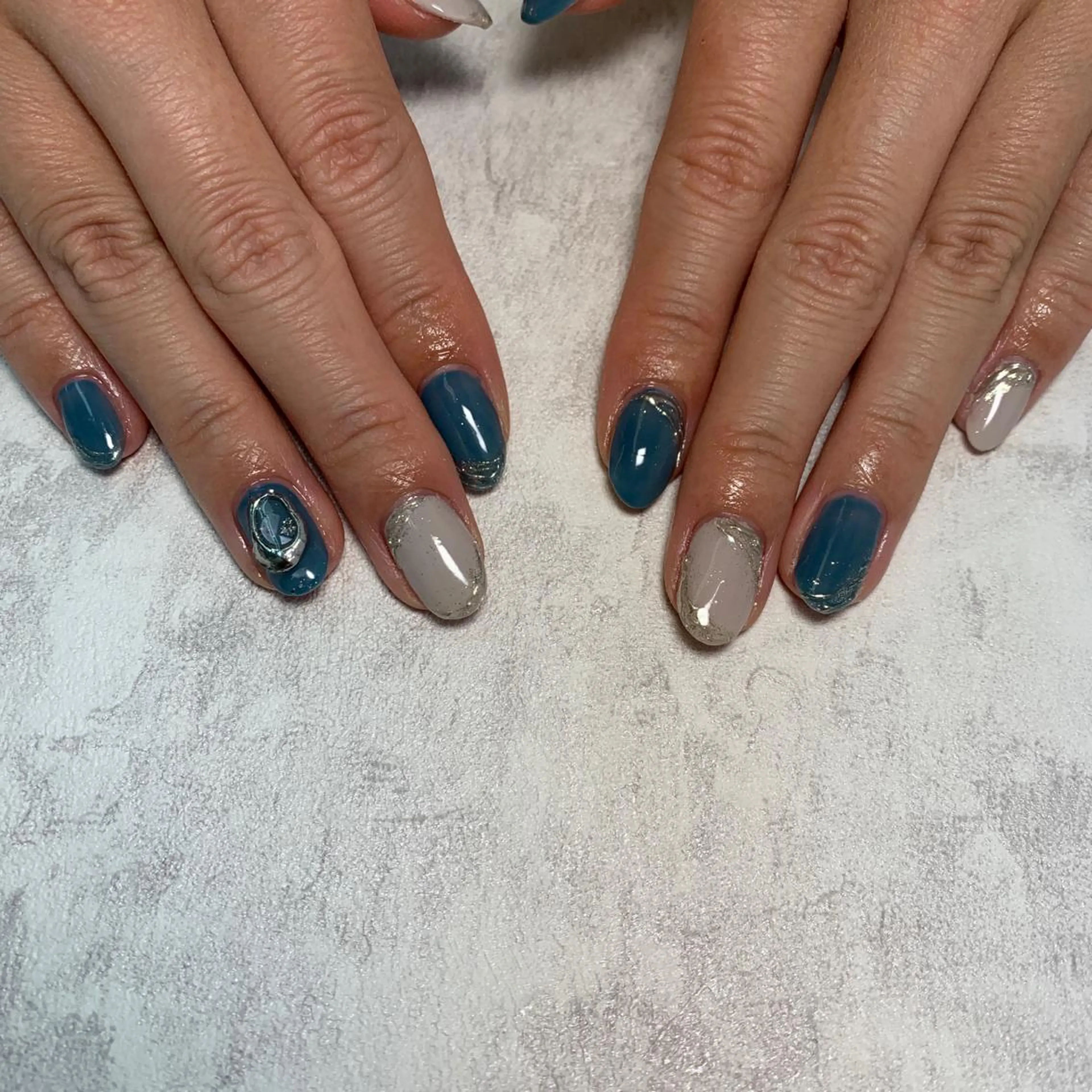 ネイル ブルー シルバー Li aile eye&nailのマツエク・マツパデザイン