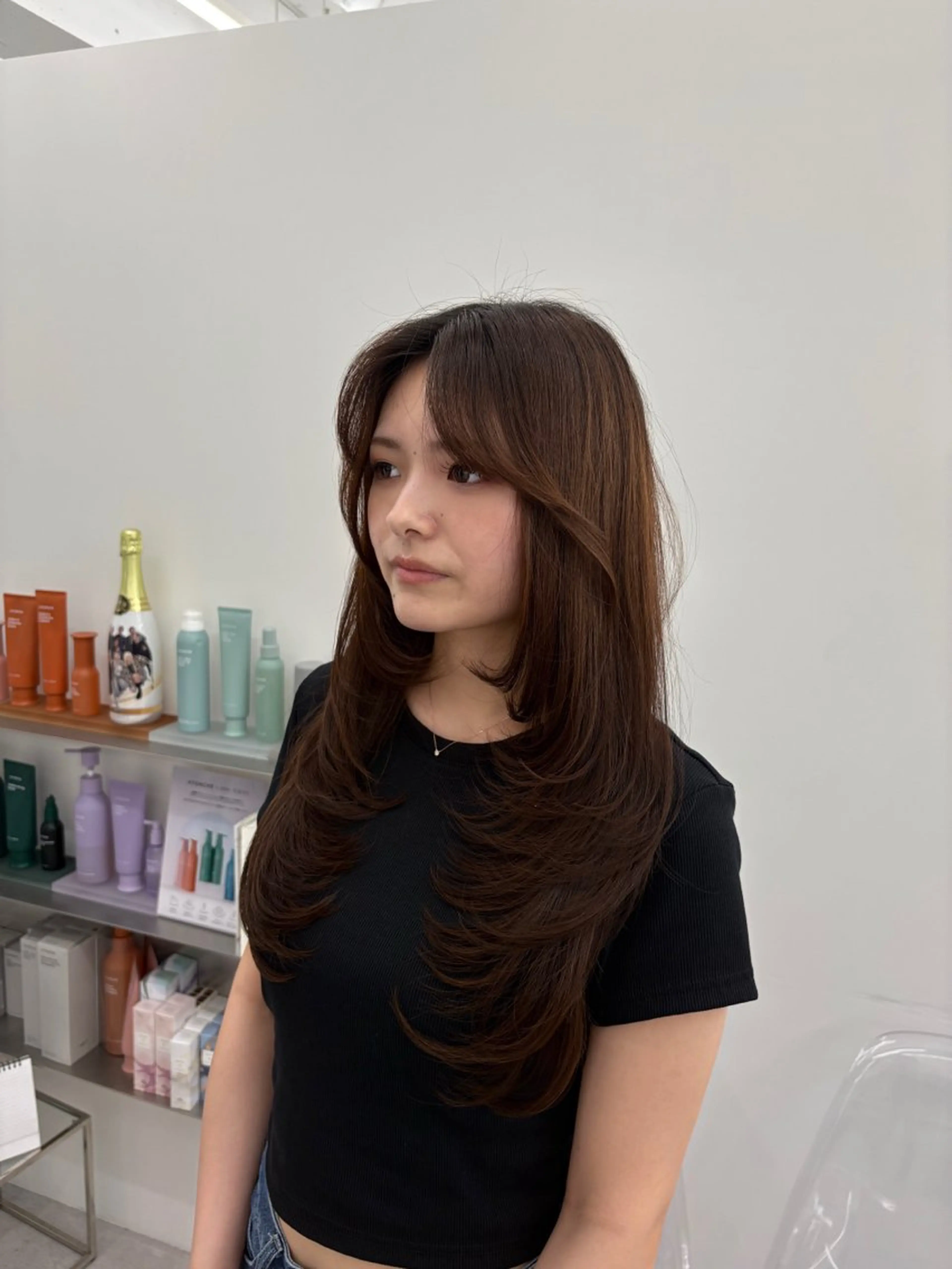 ロング 韓国ヘア/レイヤー/ 顔まわり足立遥奈のヘアスタイル