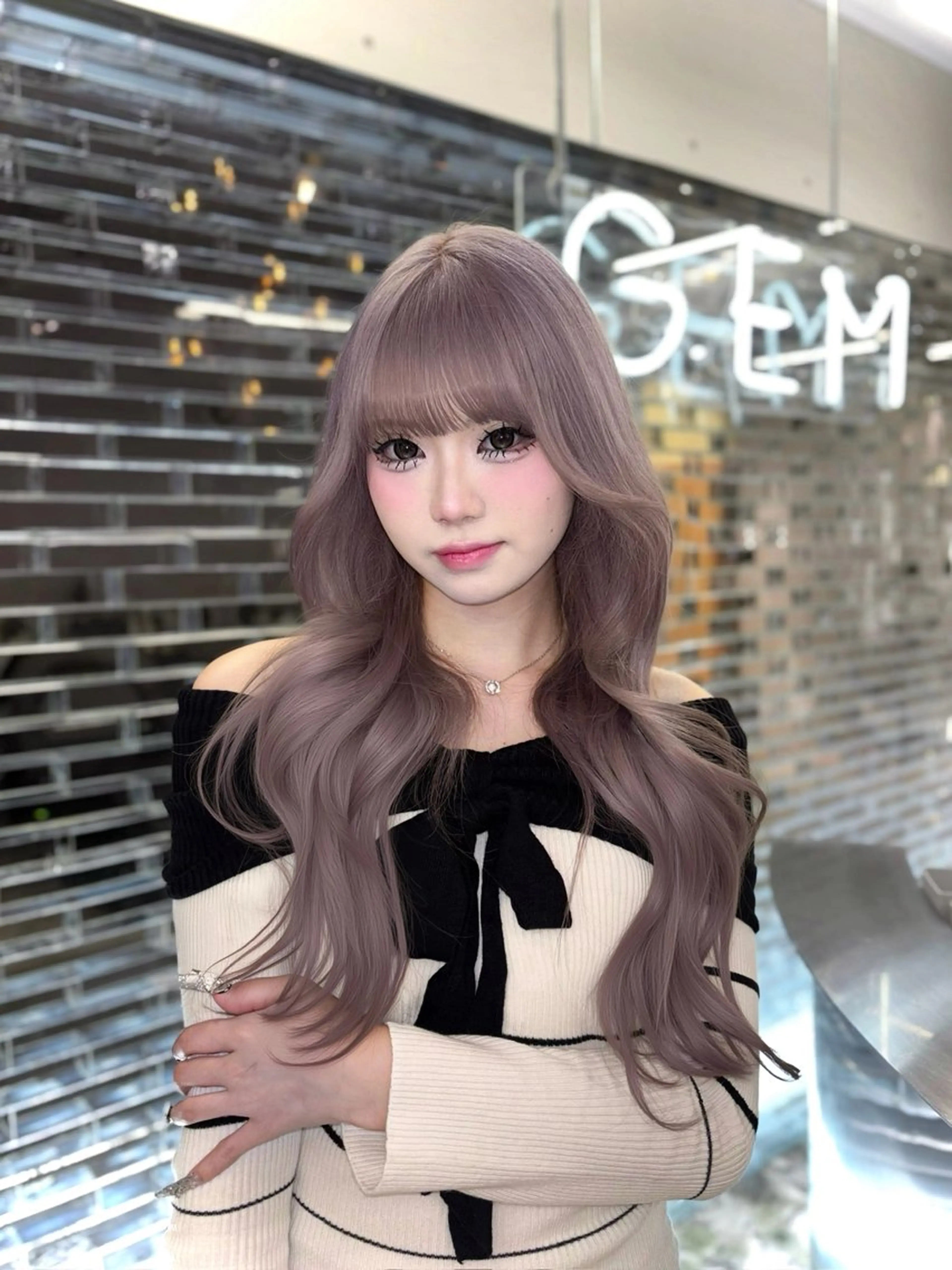 ロング カラー 透明感カラー ピンクカラー シルバー ヘアカラー 名駅/GEM lit risaのヘアスタイル