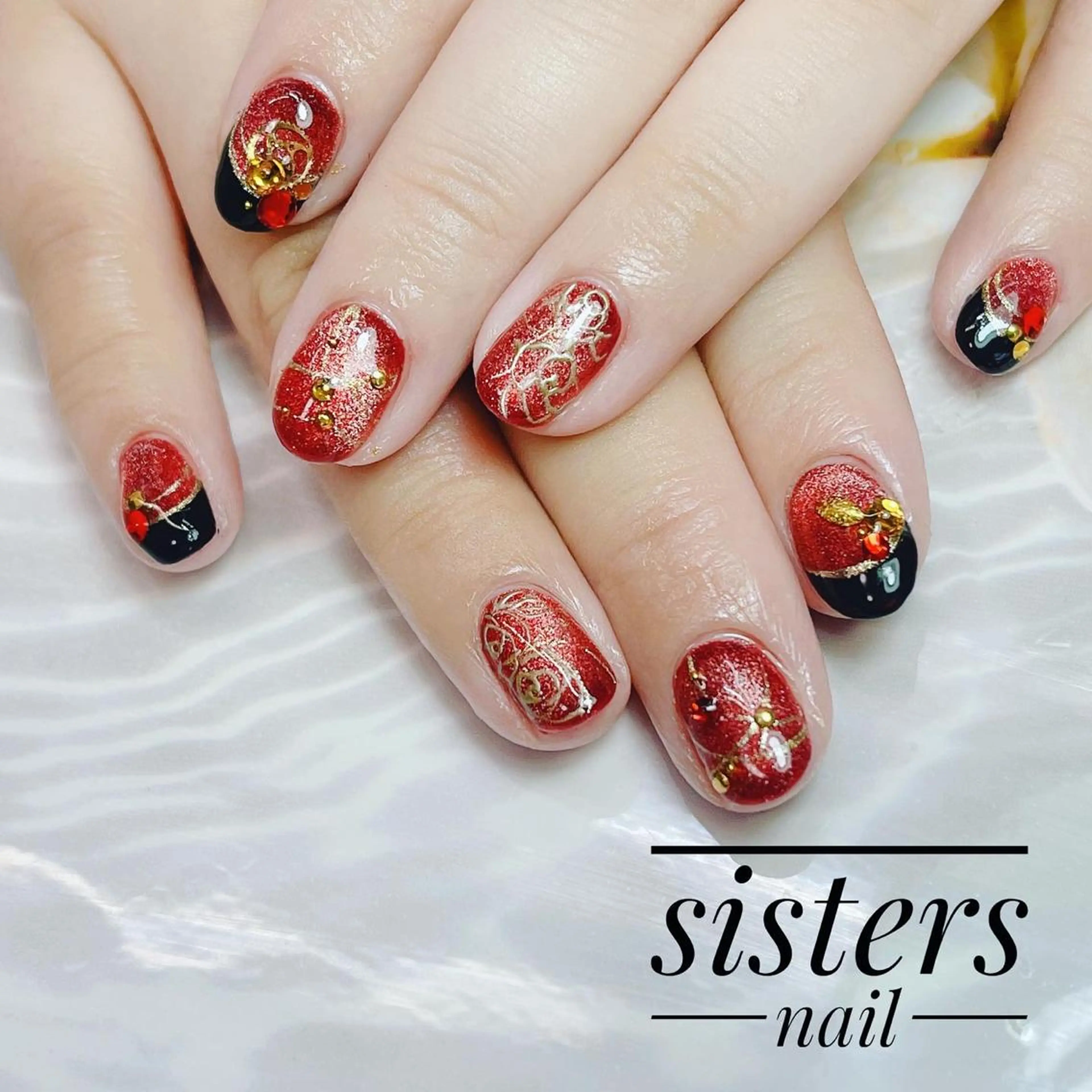 ネイル アートネイル フレンチネイル マグネットネイル sisters nail.fのネイルデザイン