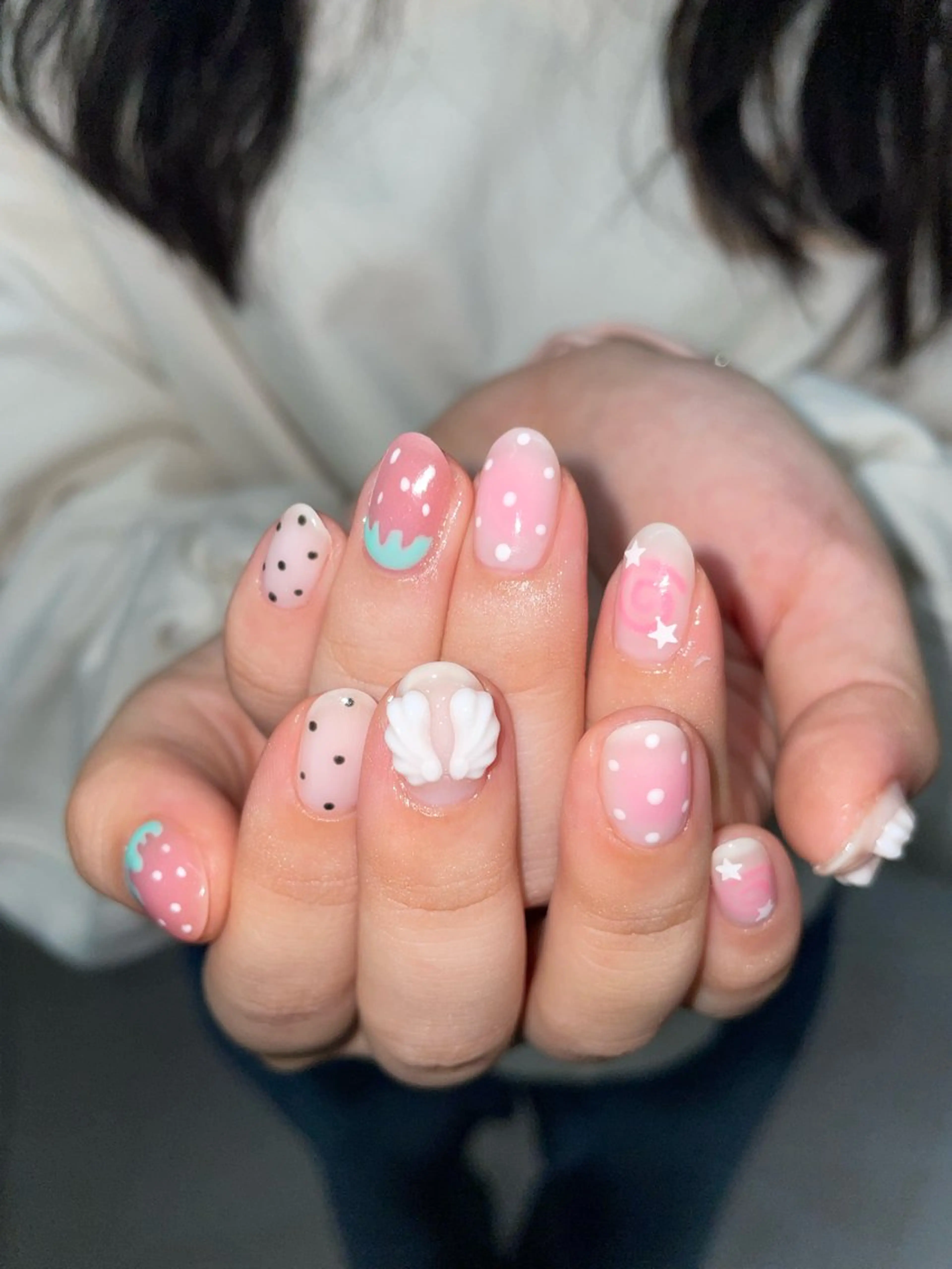 ネイル ハンドネイル うの 韓国ﾈｲﾙ໒꒱⋆⭒˚のネイルデザイン